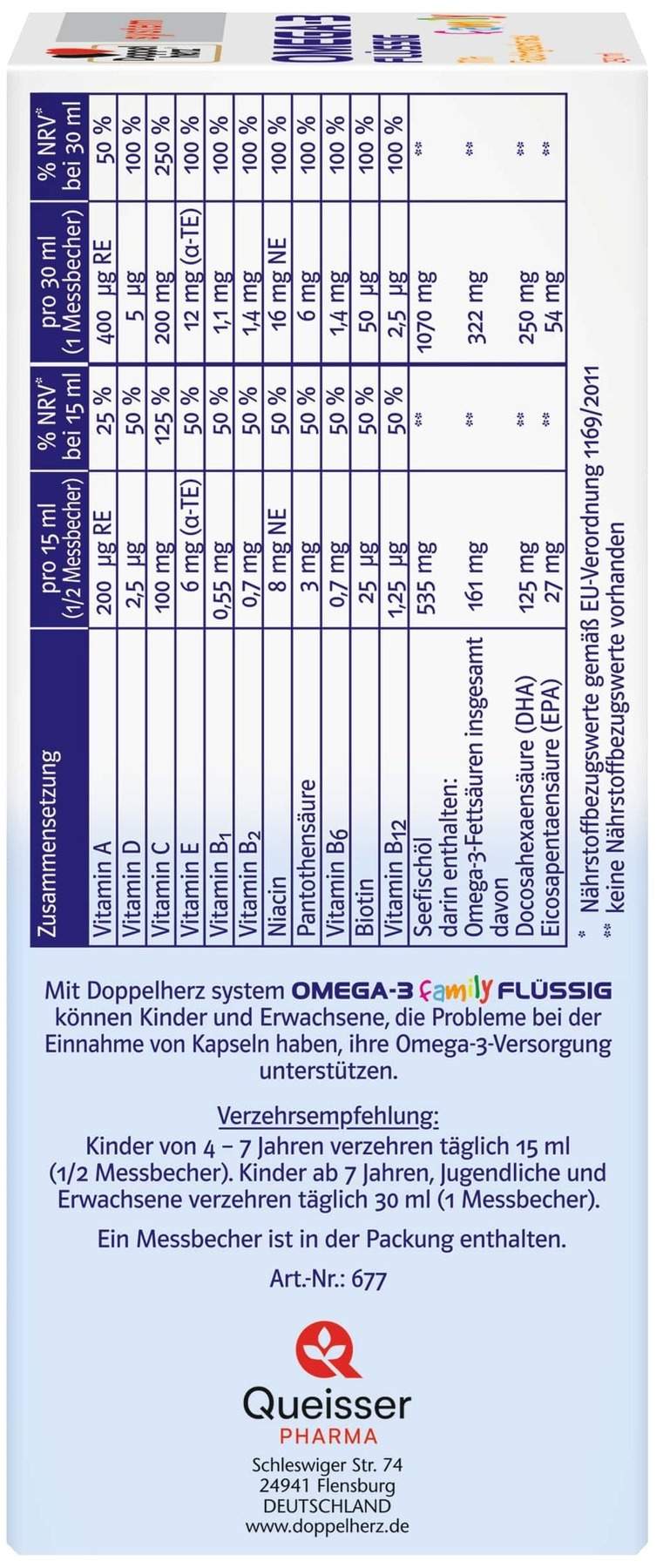 Doppelherz system Omega-3 family flüssig 250 ml Flüssigkeit