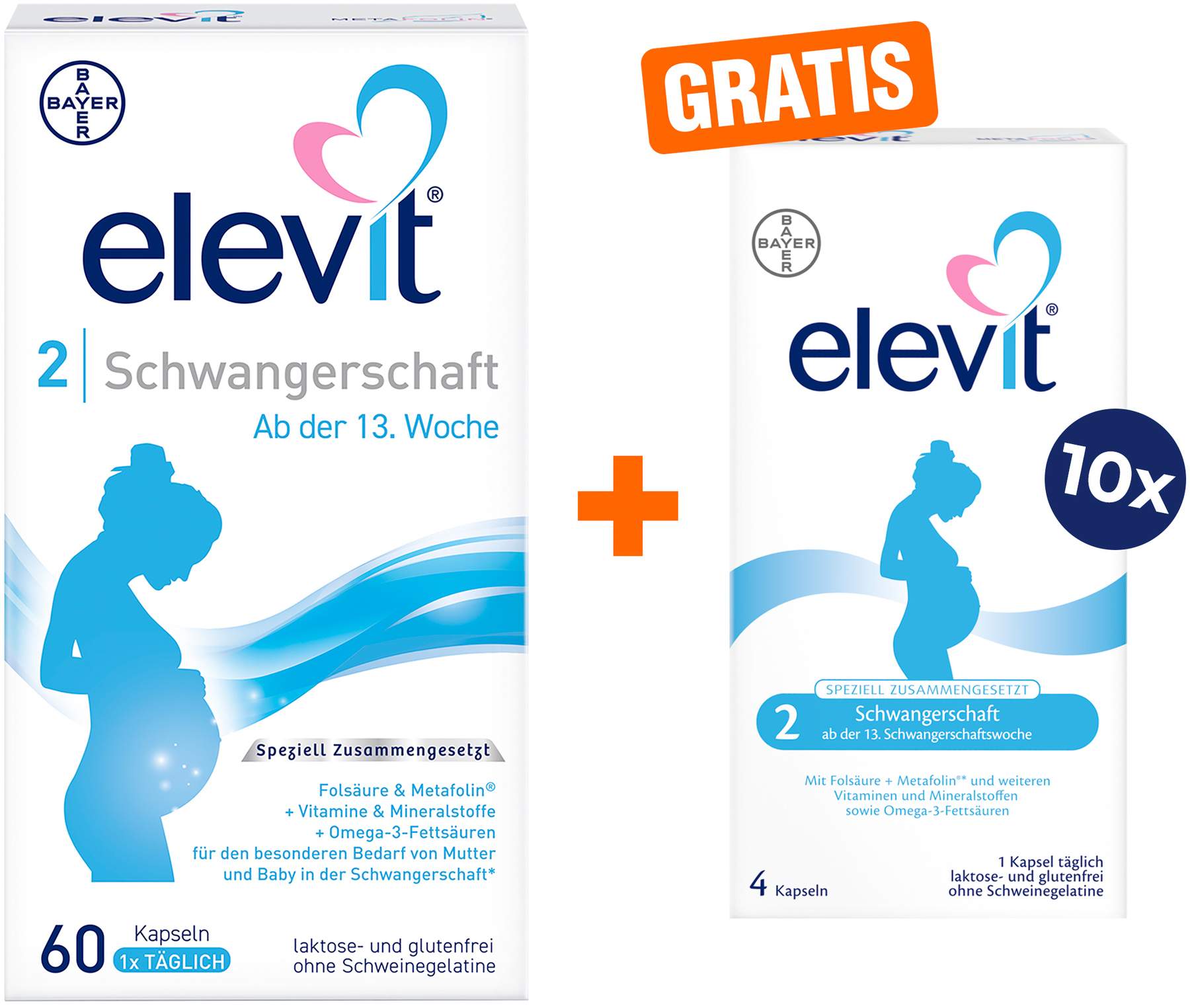 Elevit 2 Schwangerschaft 60 Kapseln + gratis 40 Kapseln