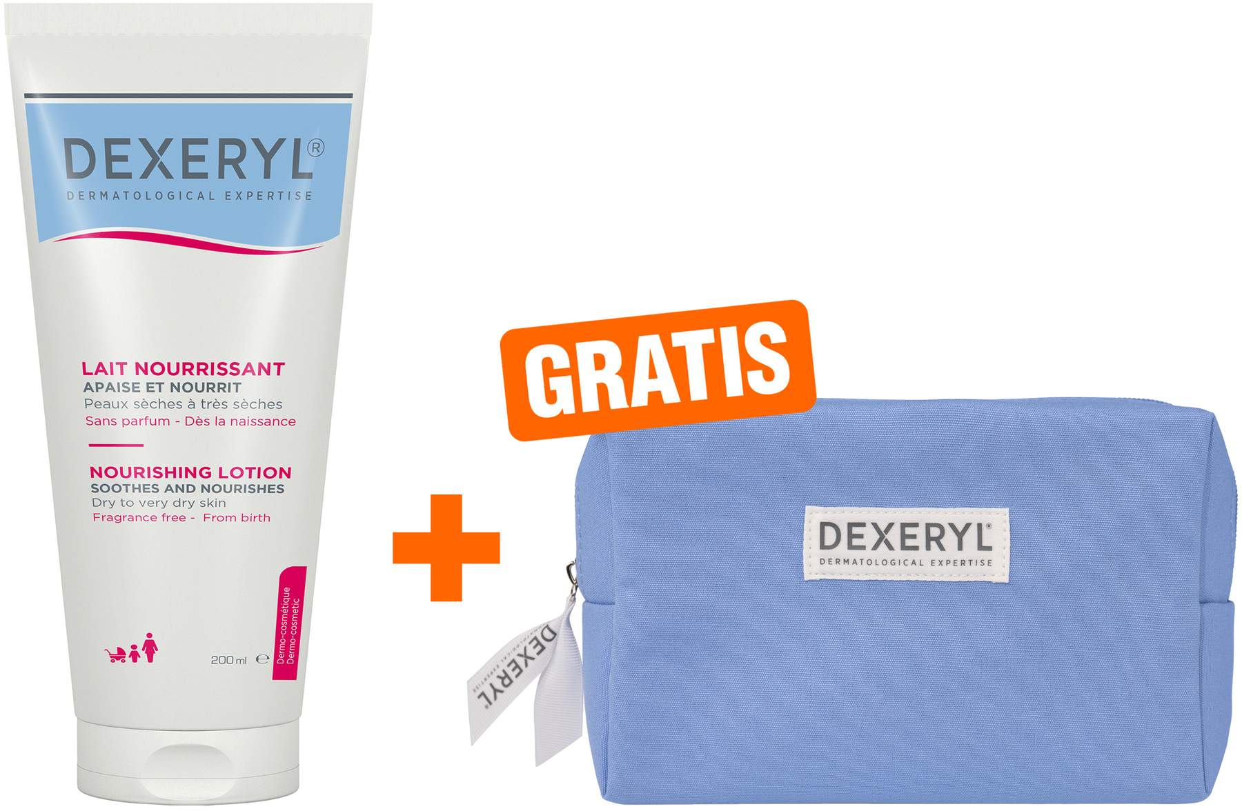 Dexeryl Pflegelotion 200 ml + gratis Kosmetiktasche