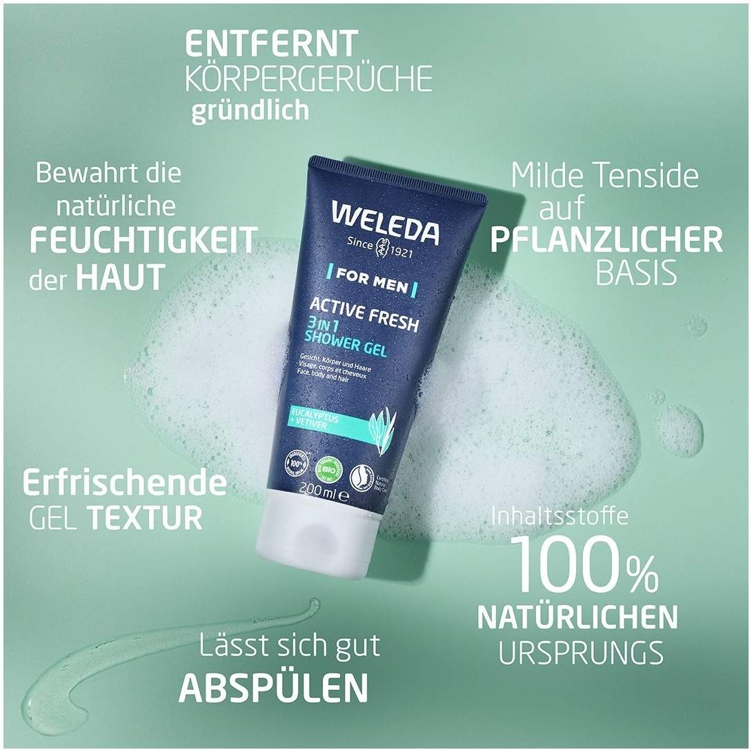 Weleda For Men Active Fresh 3 in 1 Shower Gel 200 ml