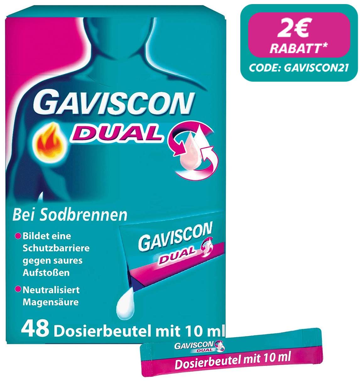 Gaviscon Dual 500 mg-213 mg-325 mg Suspension 48 x 10 ml