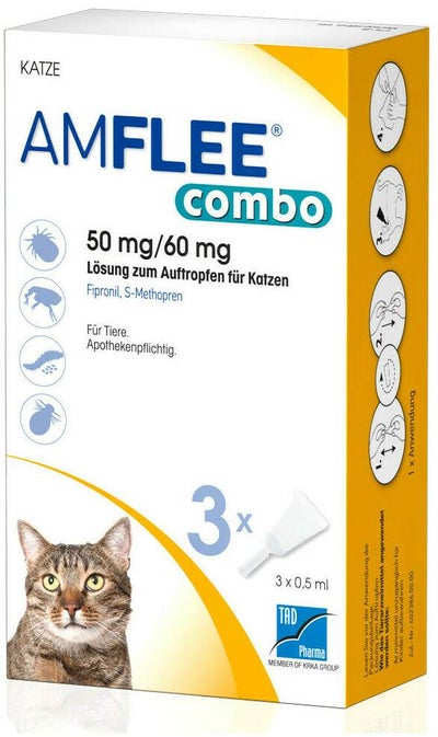 Amflee Combo 50 mg - 60 mg Spot-On Lösung Für Katzen 3 Stück