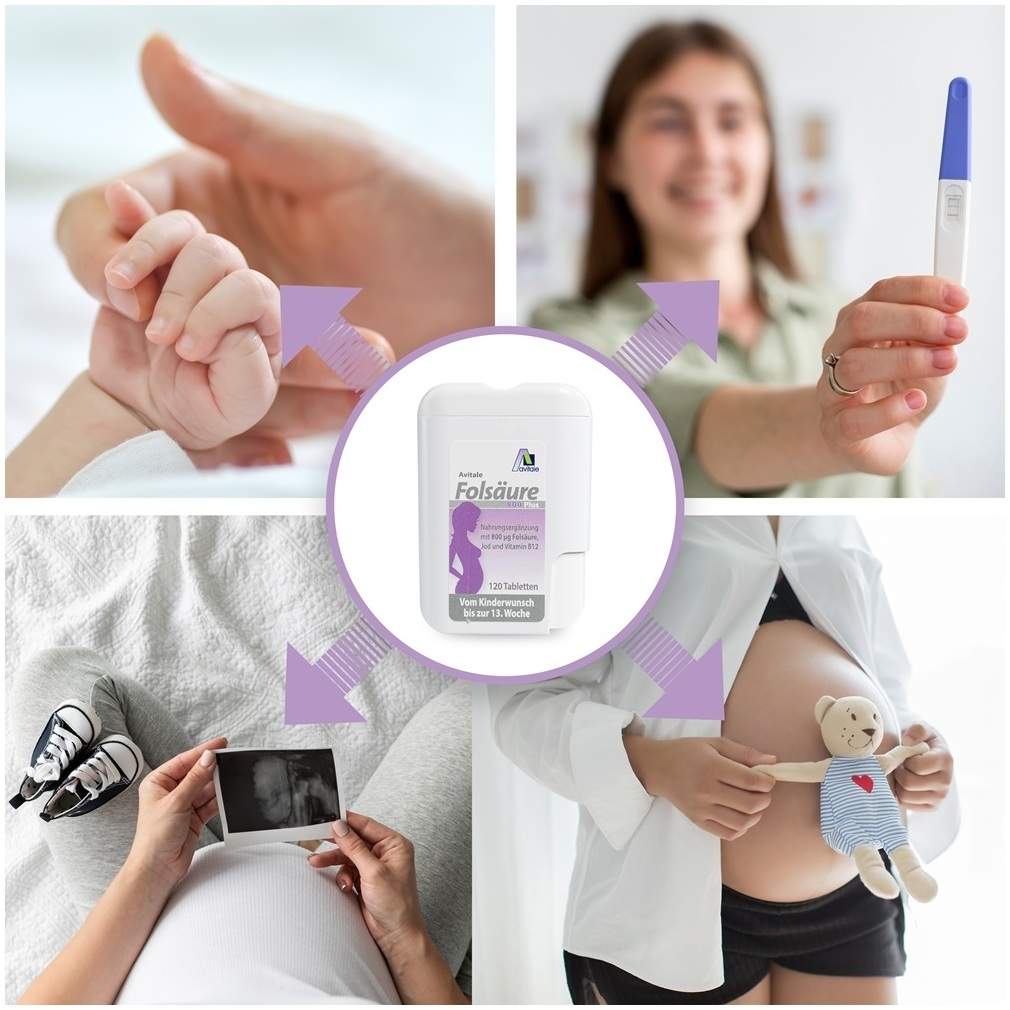 Folsäure 800 Plus B12 + Jod 120 Tabletten