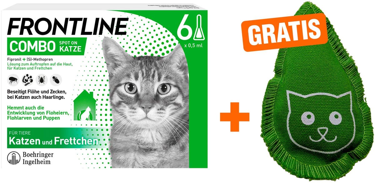 Frontline Combo Spot on Katze 6 Pipetten + gratis Baldriankissen für Katzen 1 Stück