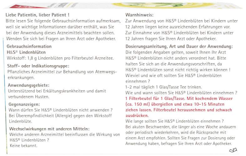 H&S Lindenblueten Tee Filterbeutel