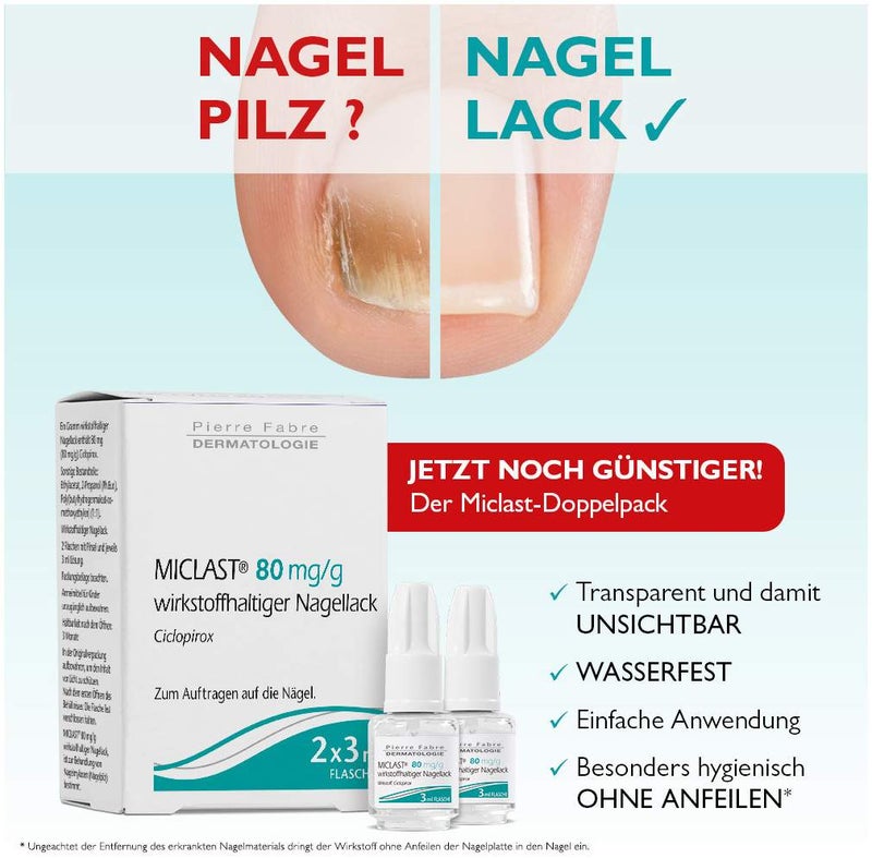 Miclast 80 mg pro g wirkstoffhaltiger Nagellack 2 x 3 ml