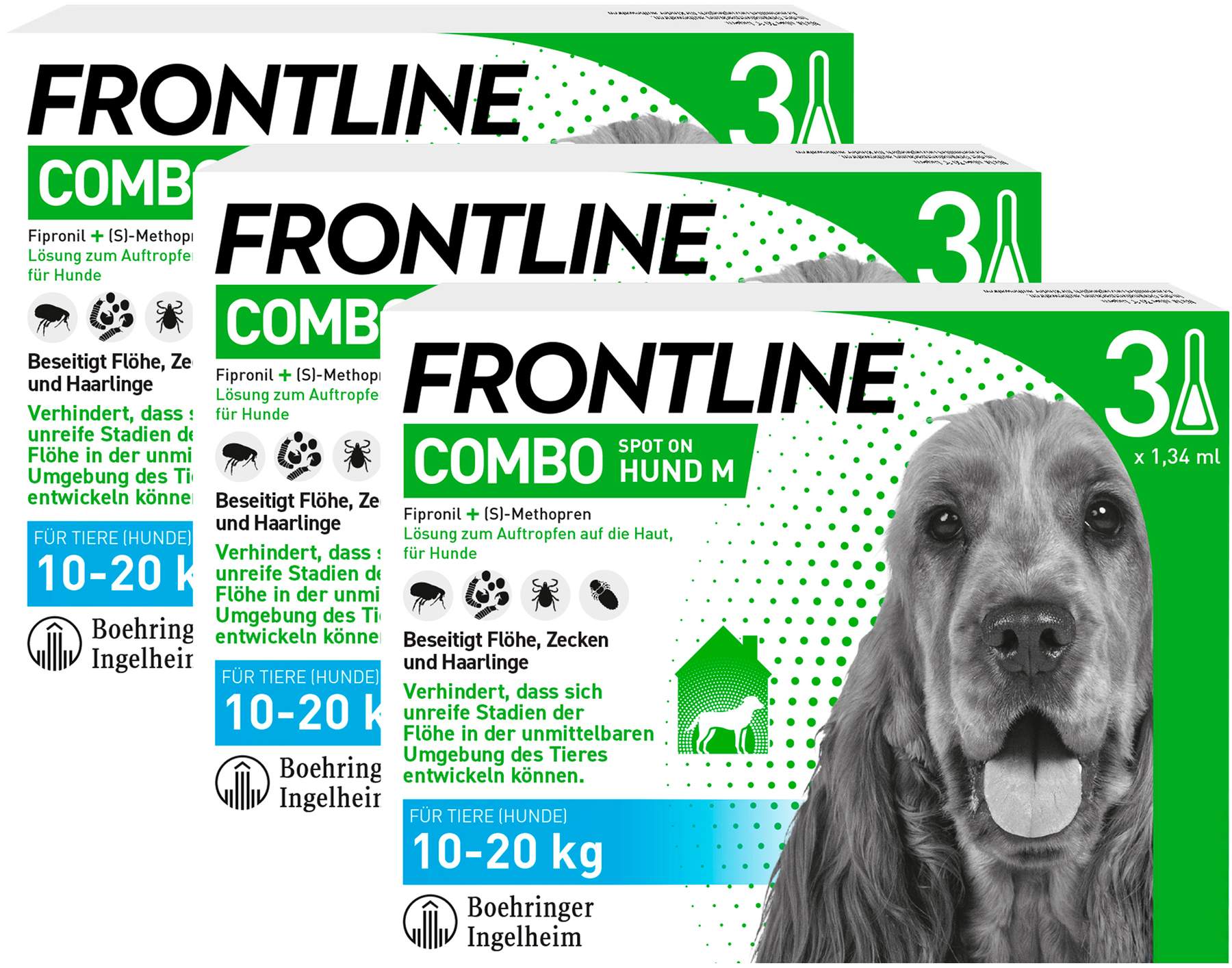Frontline Combo Spot On Hund M 10-20 kg 3 x 3 Pipetten