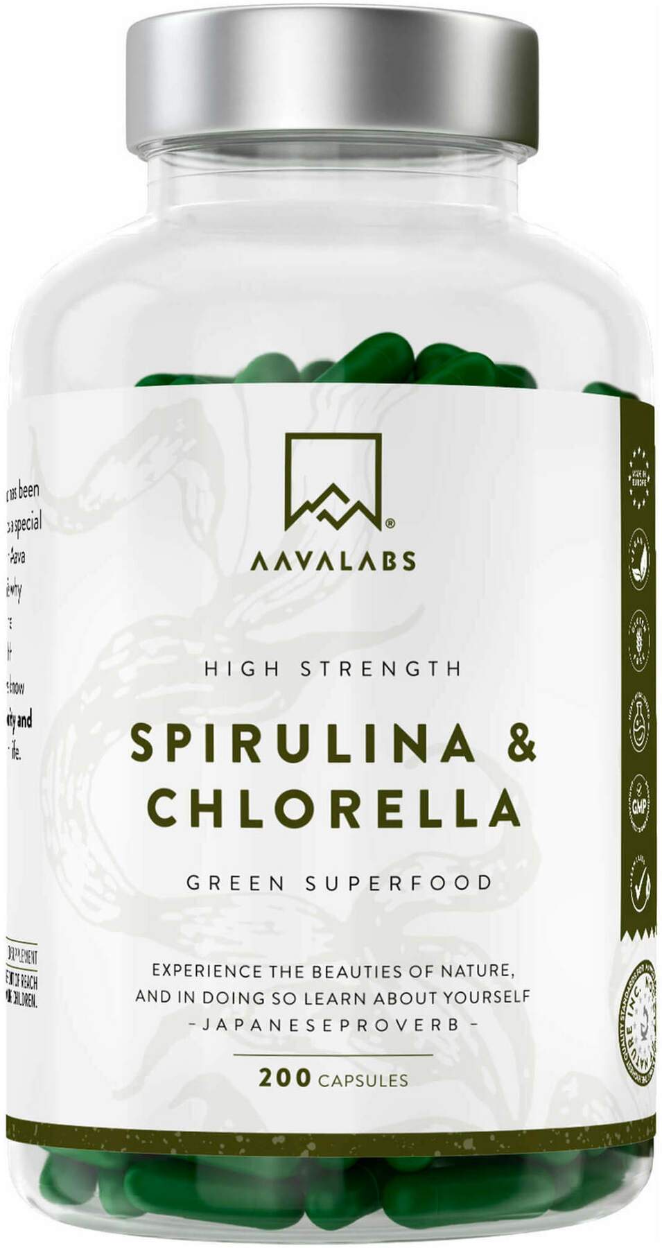 Aavalabs Spirulina & Chlorella Komplex Vegan 200 Kapseln