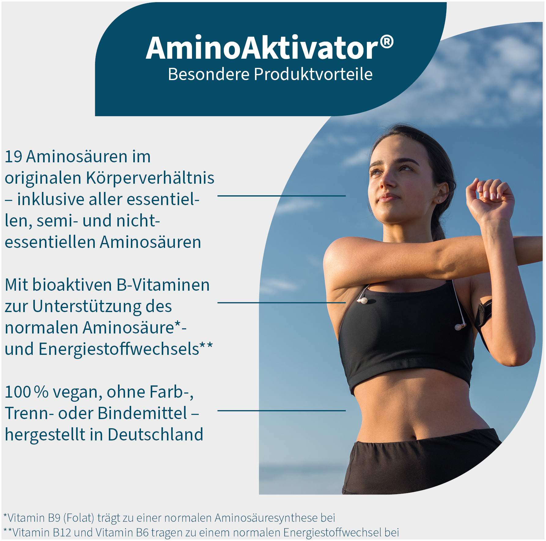 AminoAktivator Aminosäuren + Vitamin B6 + B9 + B12 180 Kapseln