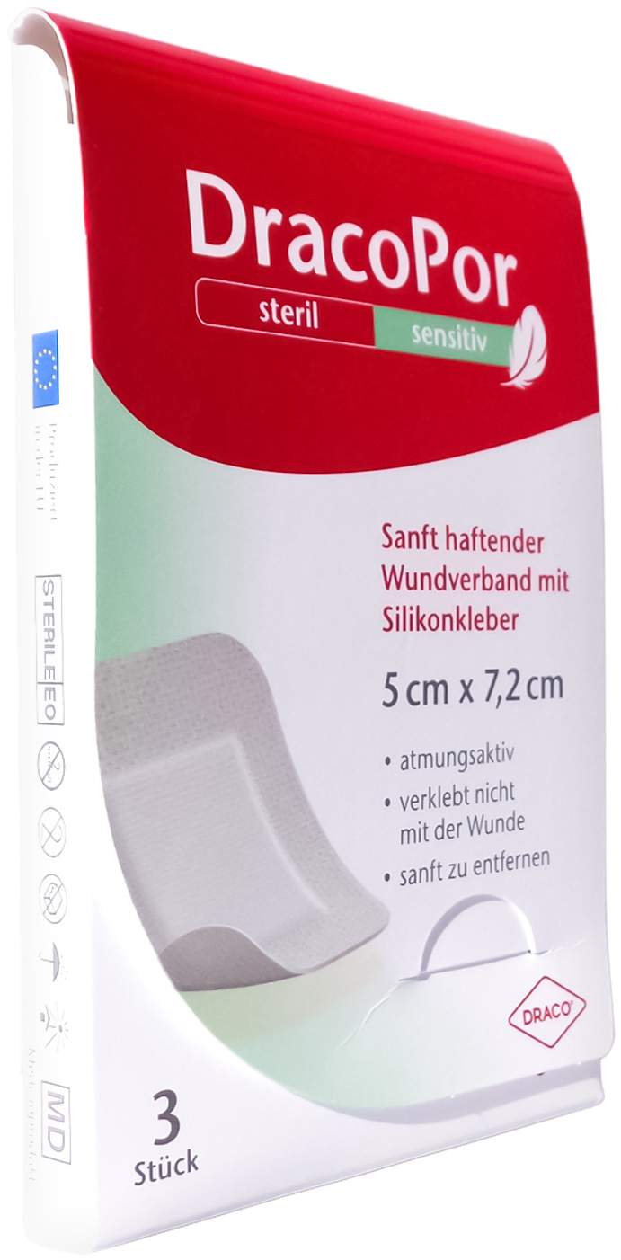 Dracopor Sensitiv 5x7,2 cm Steril M.Silikonkleber