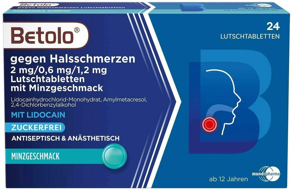 Betolo gegen Halsschmerzen Minze 24 Lutschtabletten