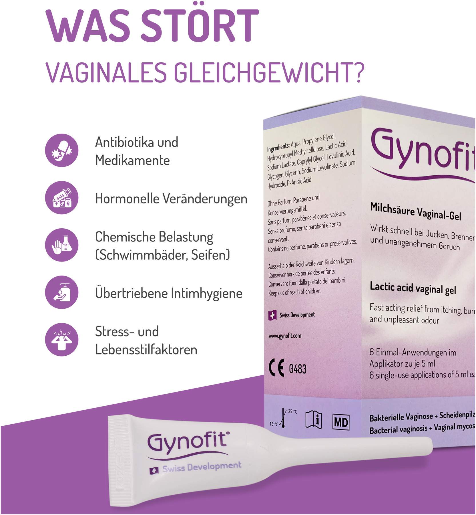 Gynofit Vaginalgel Mit Milchsäure 6 X 5 ml Gel