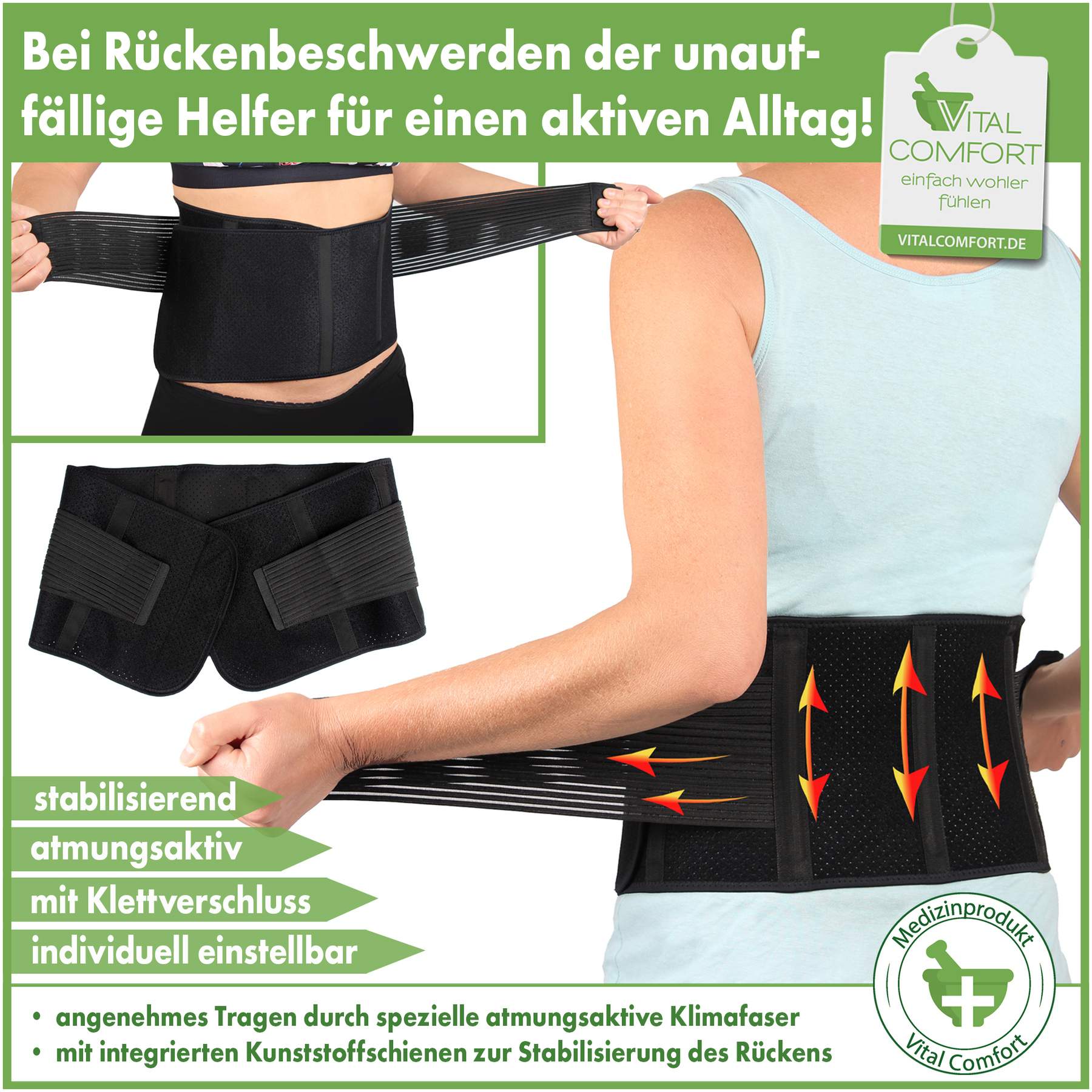 Flexitek Aktiv Rückenbandage mit Klettverschluss Universalgröße