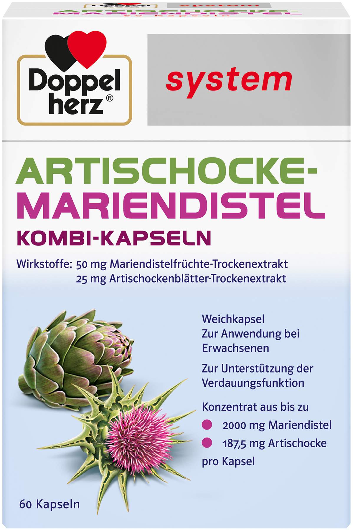 Doppelherz system Artischocke Mariendistel 60 Weichkapseln