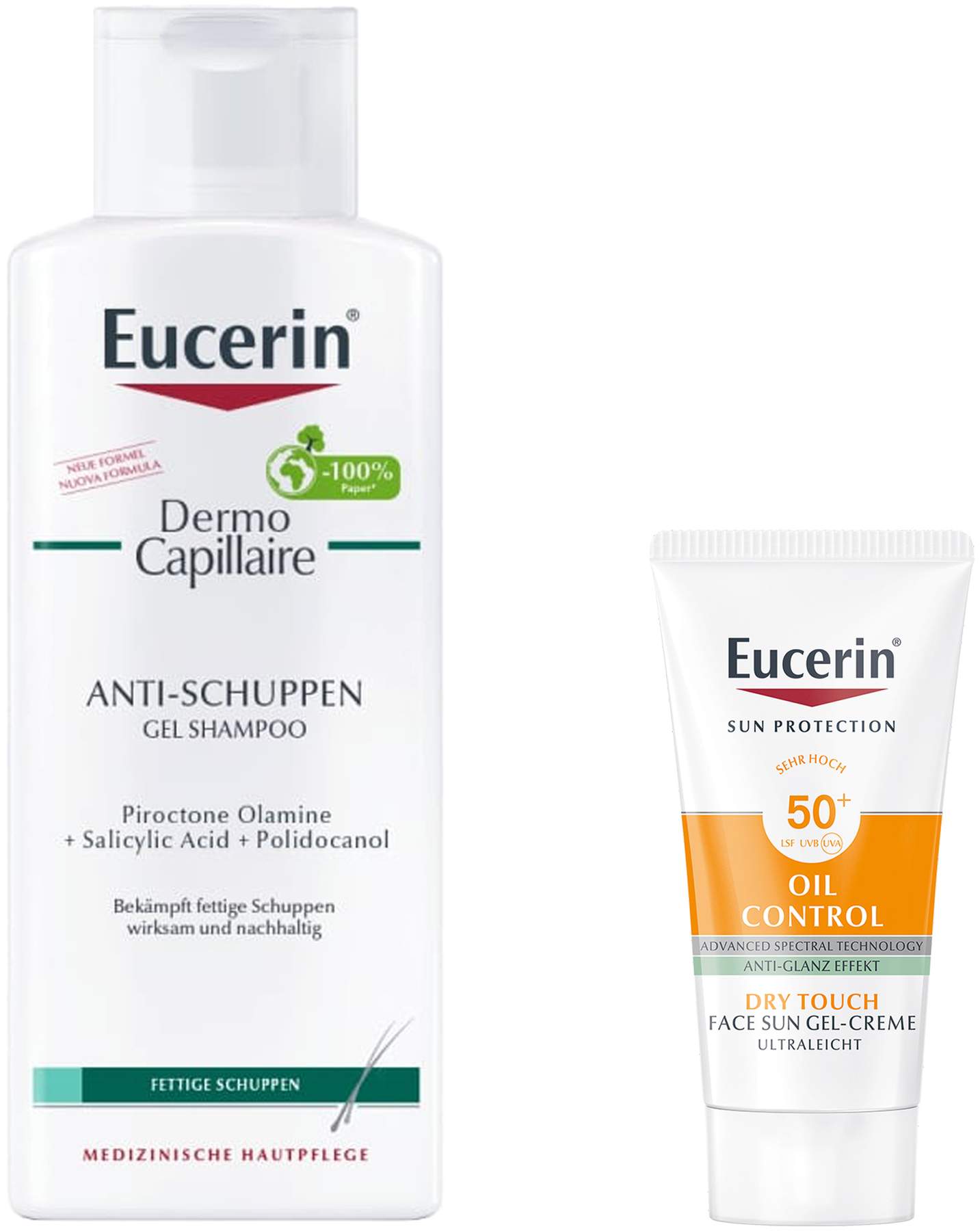 Eucerin Dermo Capillaire Anti-Schuppen Gel Shampoo 250 ml + gratis Sun Gel-Creme Oil Control 20 ml