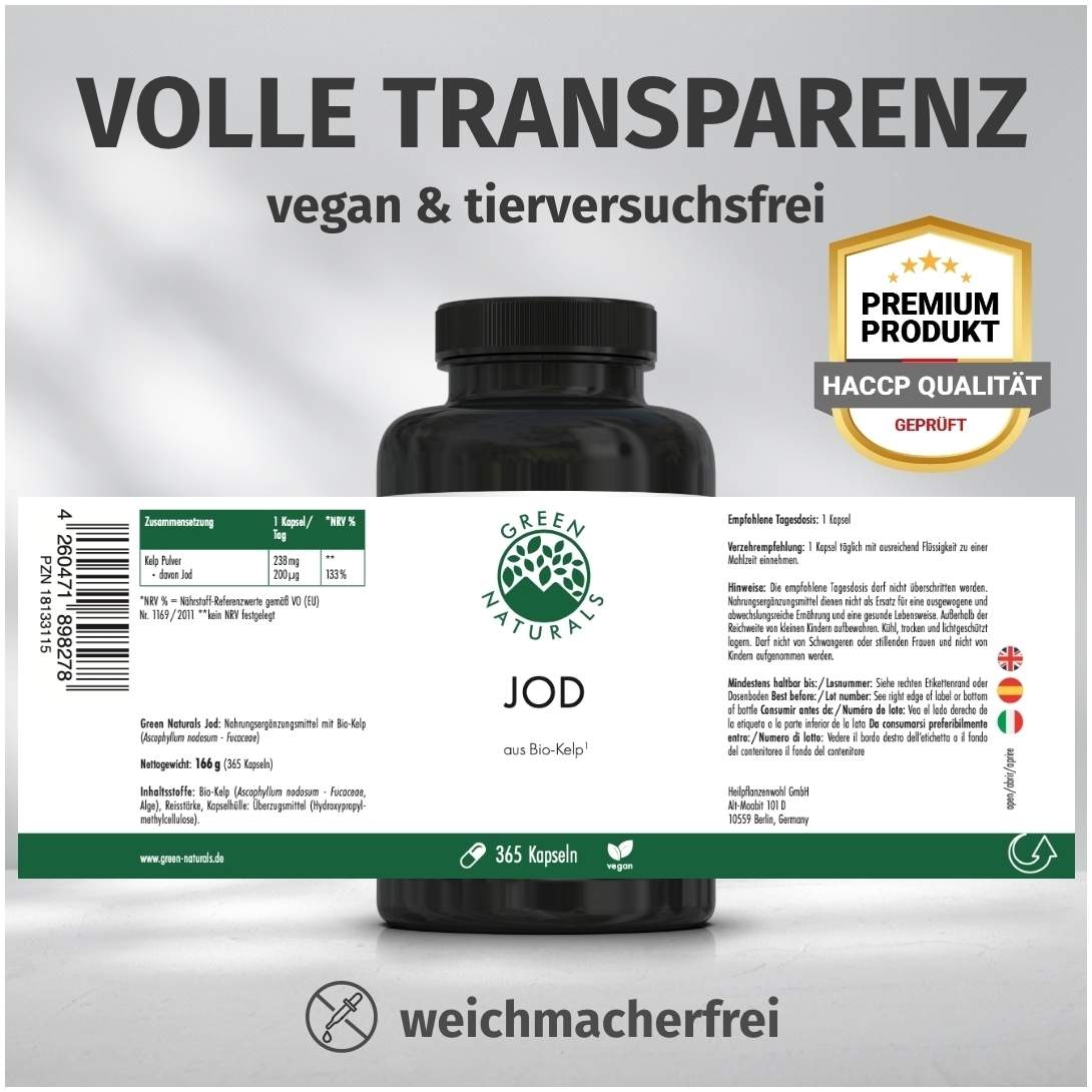 Green Naturals Jod Aus Bio-Kelp 200 µg 365 Kapseln