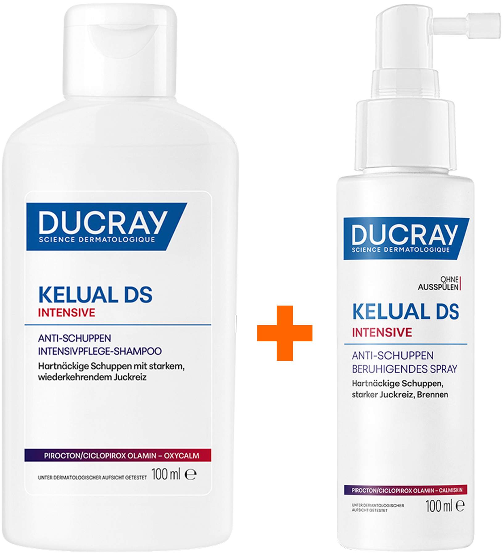 Ducray Kelual DS intensives Anti-Schuppen Intensivpflege-Shampoo 100 ml + Ducray Kelual DS intensives Spray 100 ml