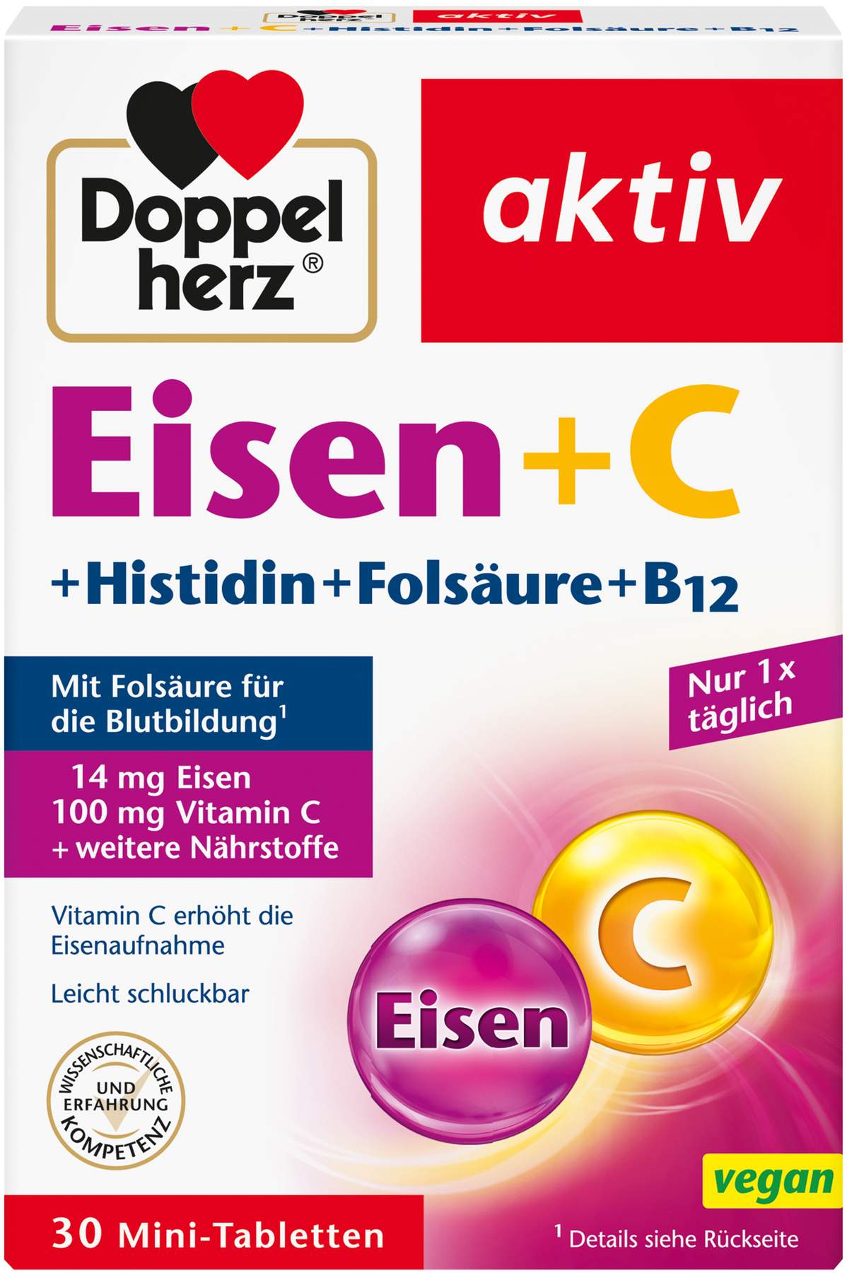 Doppelherz Aktiv Eisen + Vitaminc + L-Histidin 30 Tabletten