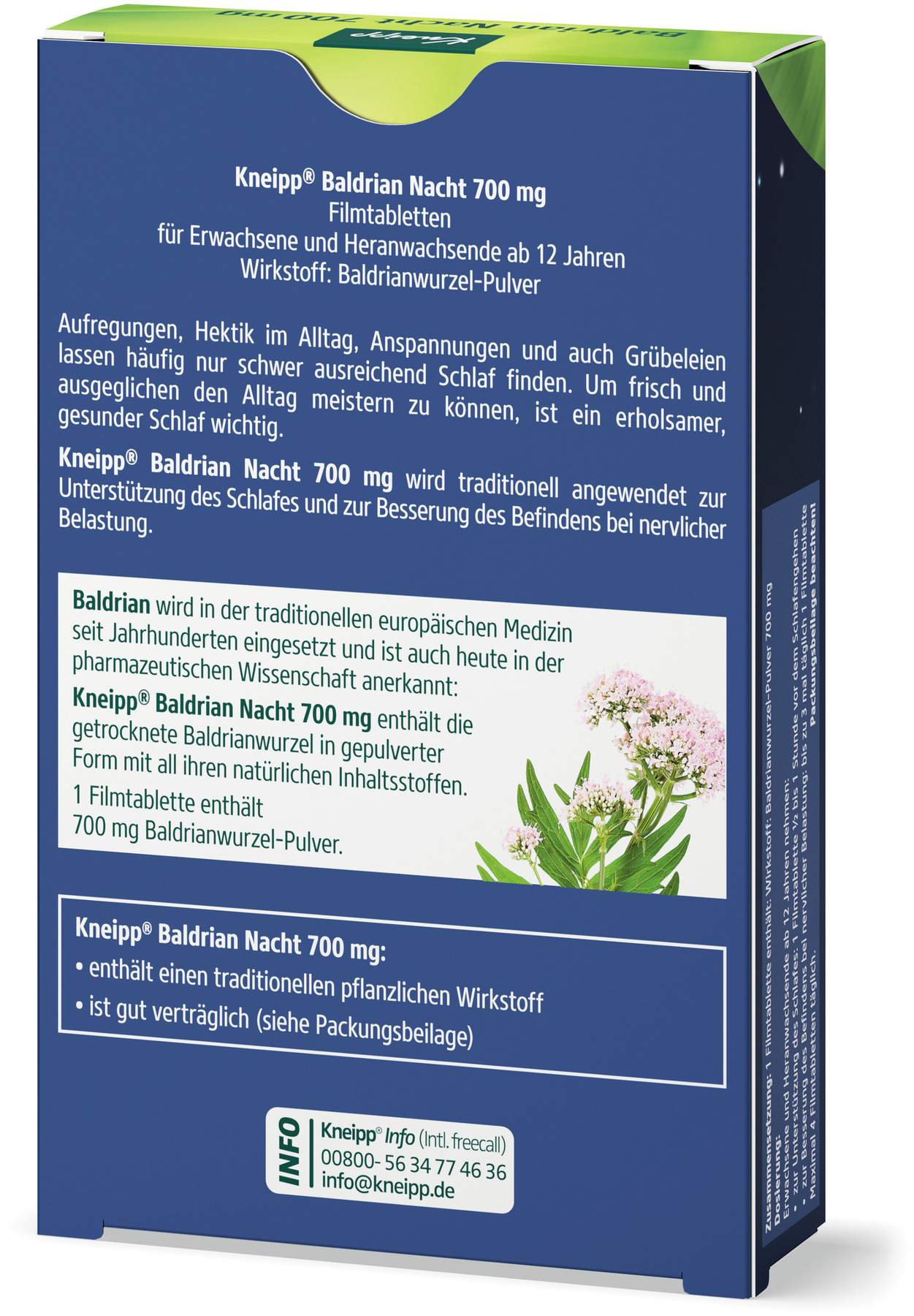 Kneipp Baldrian Nacht 700 mg 30 Filmtabletten