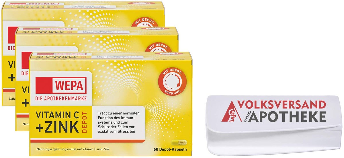 WEPA Vitamin C+Zink 3 x 60 Kapseln + gratis Pillendose