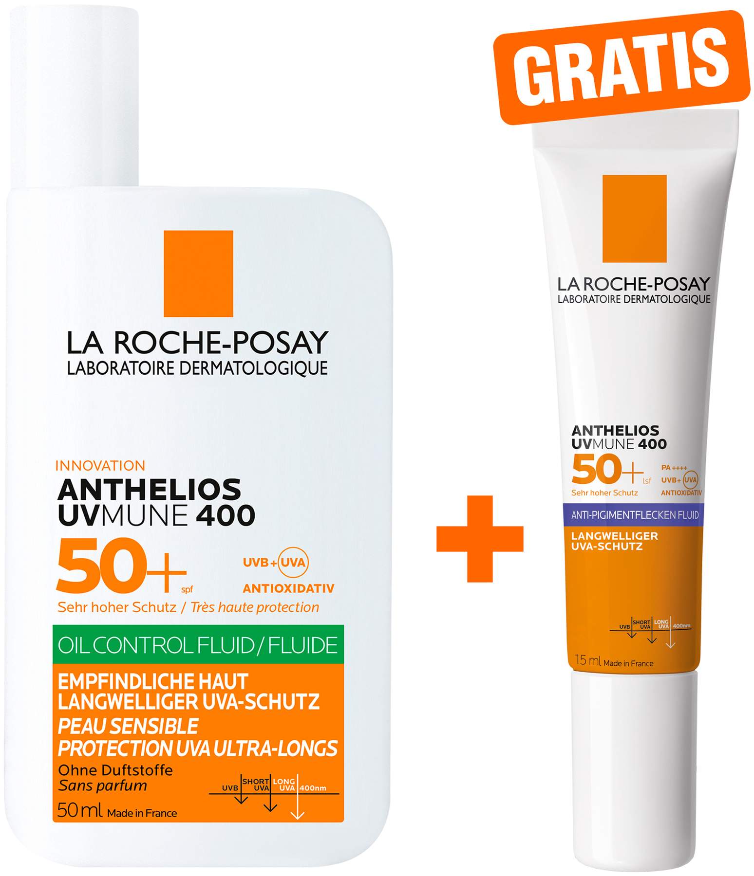 La Roche Posay Anthelios Oil Control Fluid UV Mune 400 LSF 50+ 50 ml + gratis La Roche Posay Anti-Pigment Fluid 15 ml