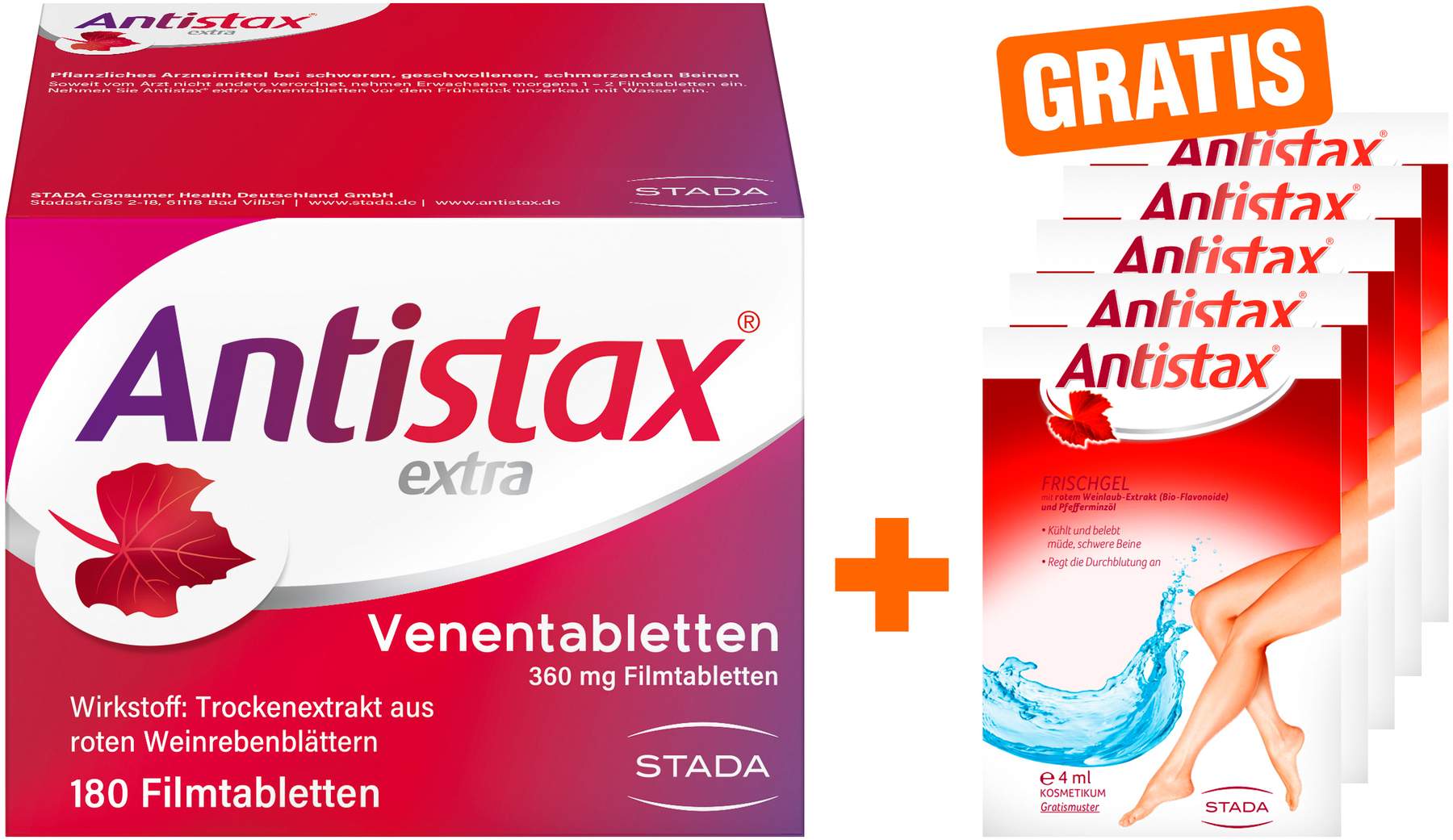 Antistax extra 180 Filmtabletten + gratis Antistax Frischgel 20 ml