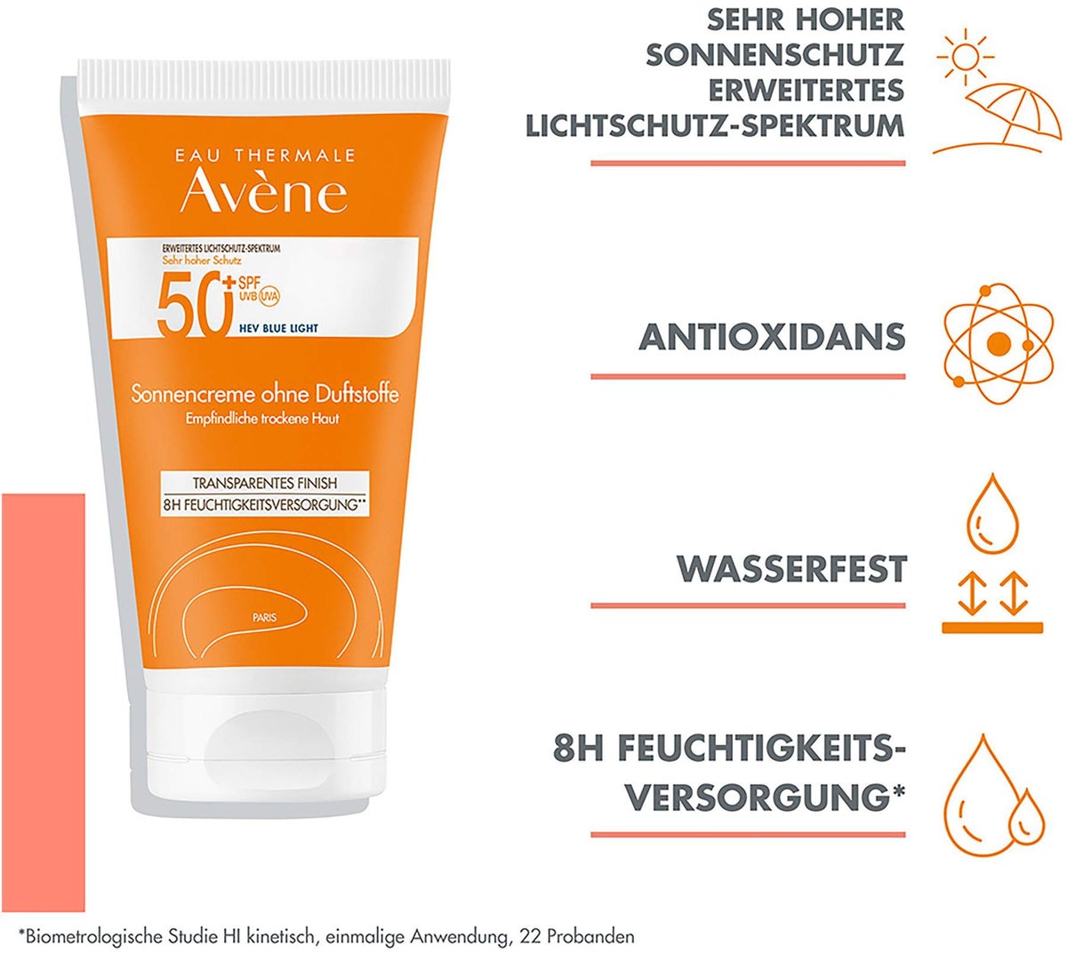 Avene Sonnencreme SPF 50+ ohne Duftstoffe 50 ml