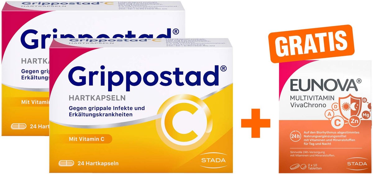Grippostad C 2 x 24 Kapseln + gratis Eunova VivaChrono 2 x 10 Tabletten