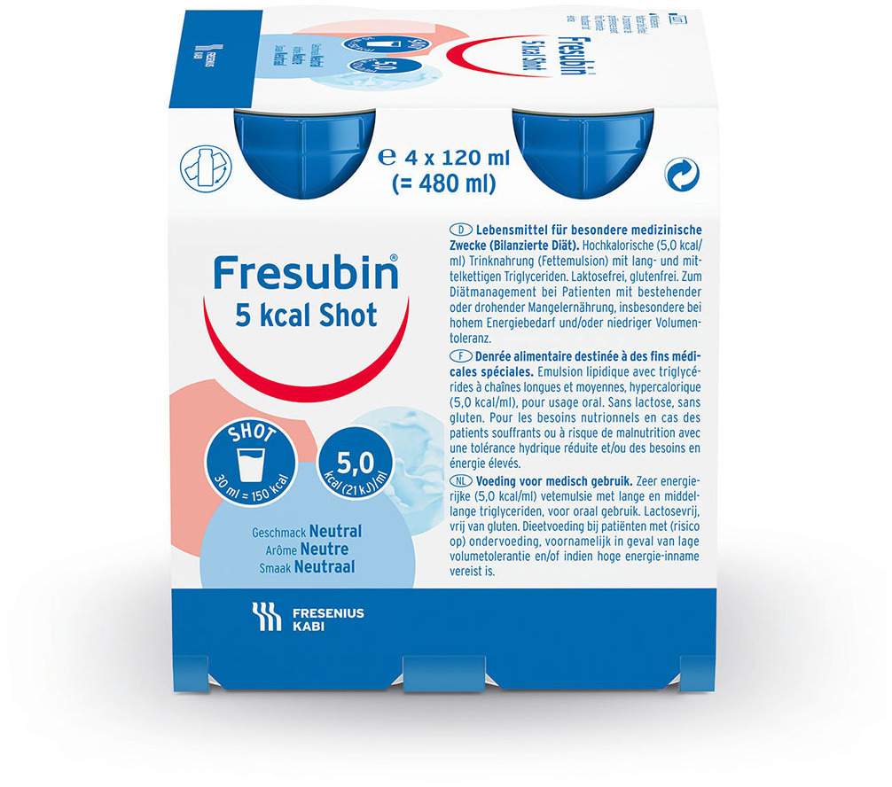 Fresubin 5 Kcal Shot Neutral 4 X 120  Lösung