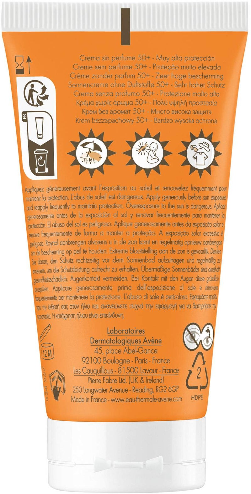 Avene Sonnencreme SPF 50+ ohne Duftstoffe 50 ml