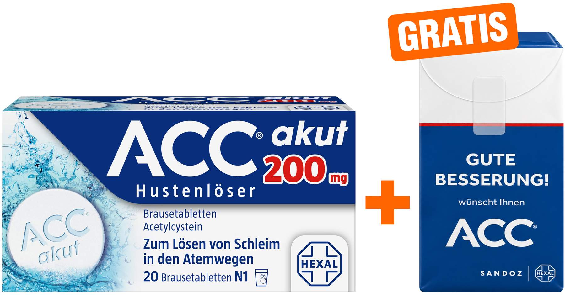 ACC akut 200 mg 20 Brausetabletten + gratis ACC Taschentücher
