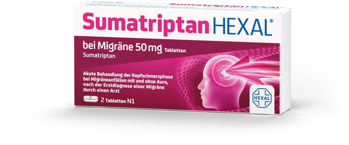 Sumatriptan Hexal bei Migräne 50 mg 2 Tabletten