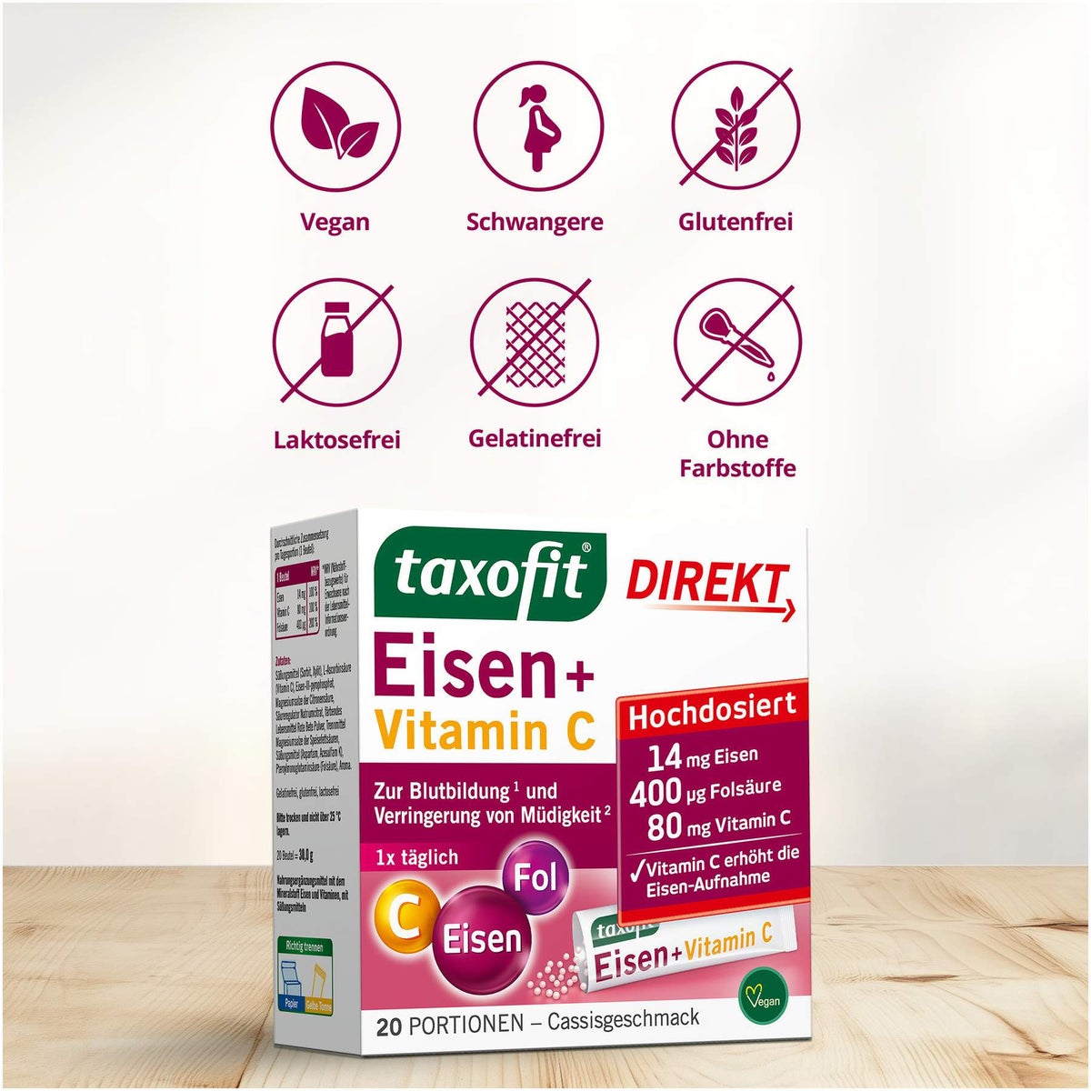 taxofit Eisen + Vitamin C Direkt Granulat 20 Sticks