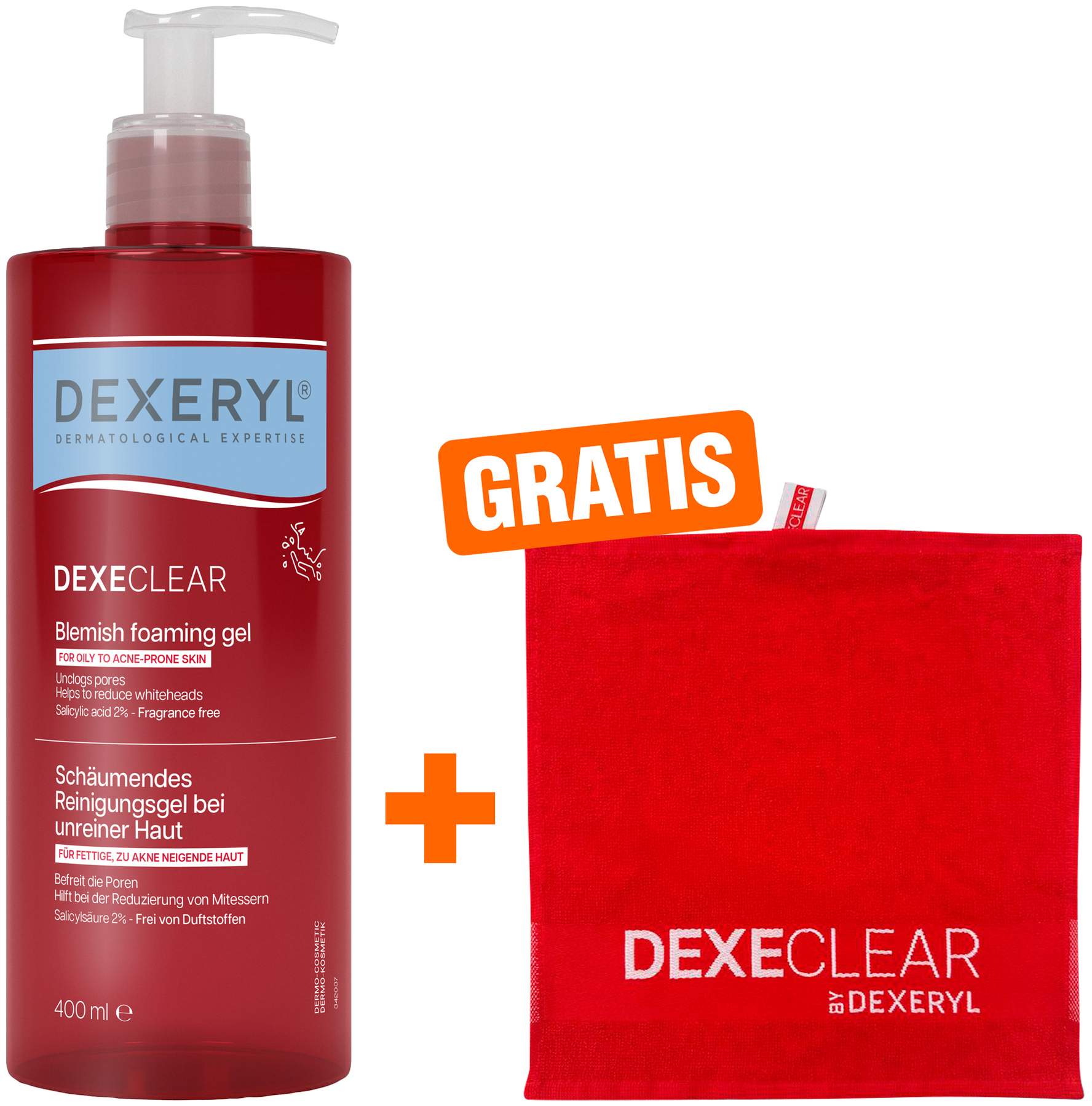 Dexeryl Dexeclear schäumendes Reinigungsgel 400 ml + gratis Handtuch 1 Stück