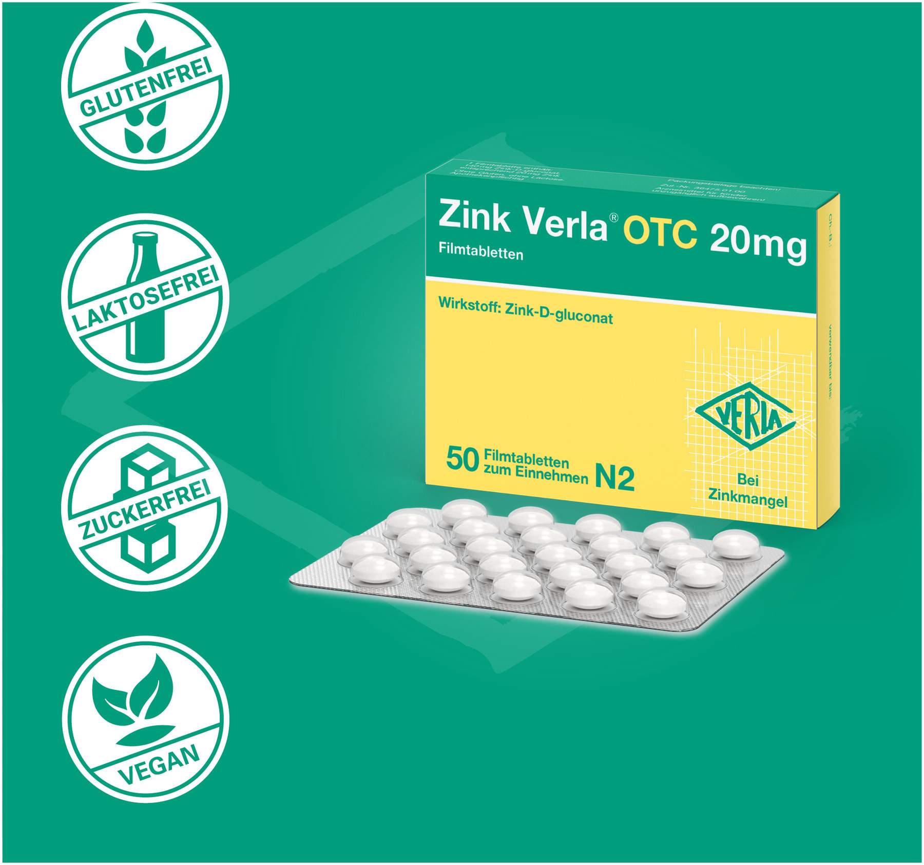 Zink Verla Otc 20 mg 50 Filmtabletten