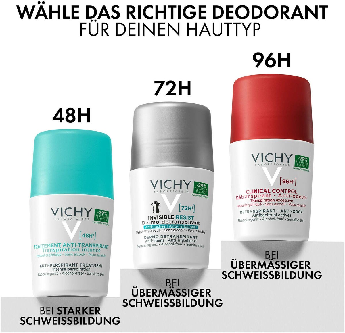 Vichy Deo Roll On Anti Transpirant 48h Doppelpack 2 x 50 ml Stift