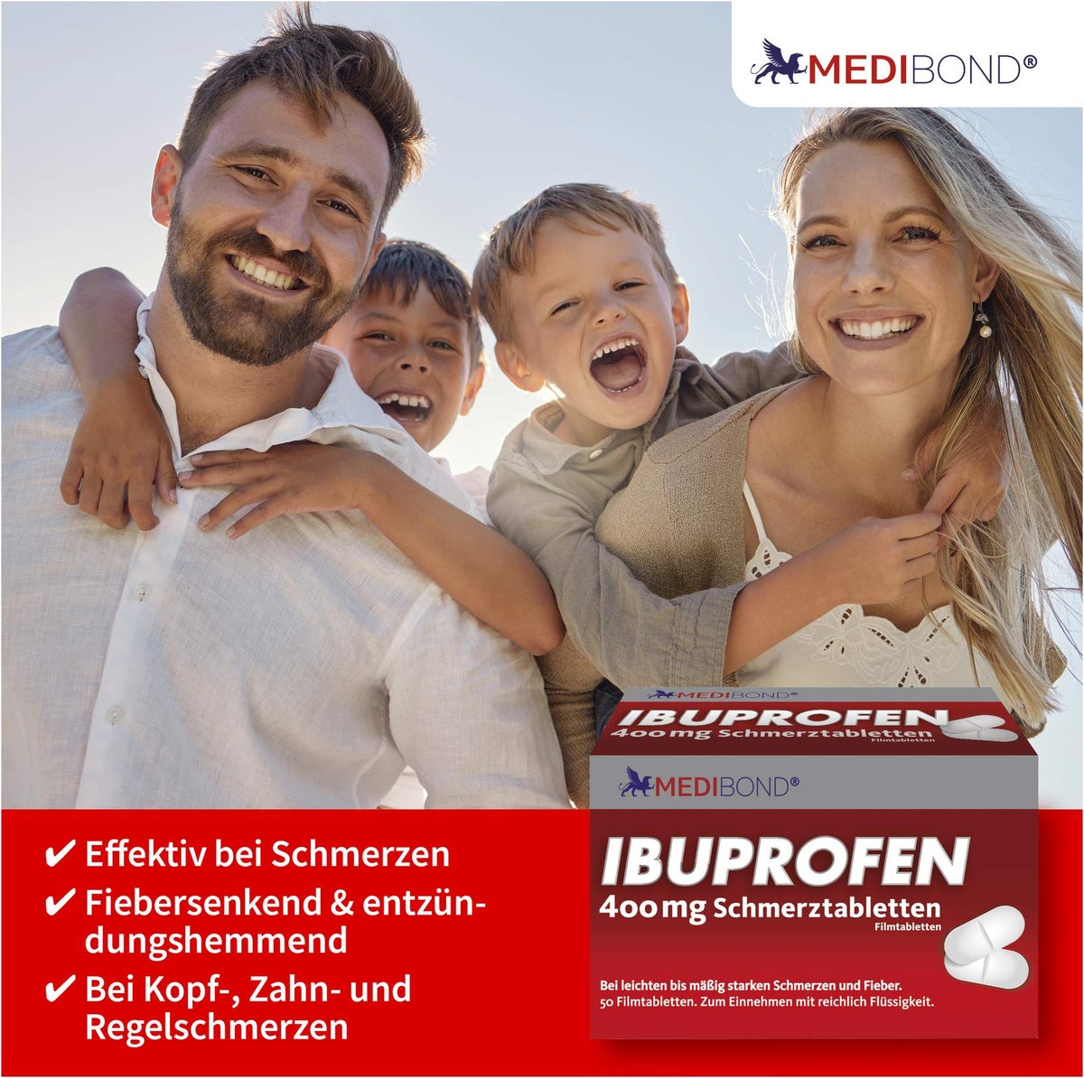 Ibuprofen Medibond 400mg Schmerztabletten 50 Stück