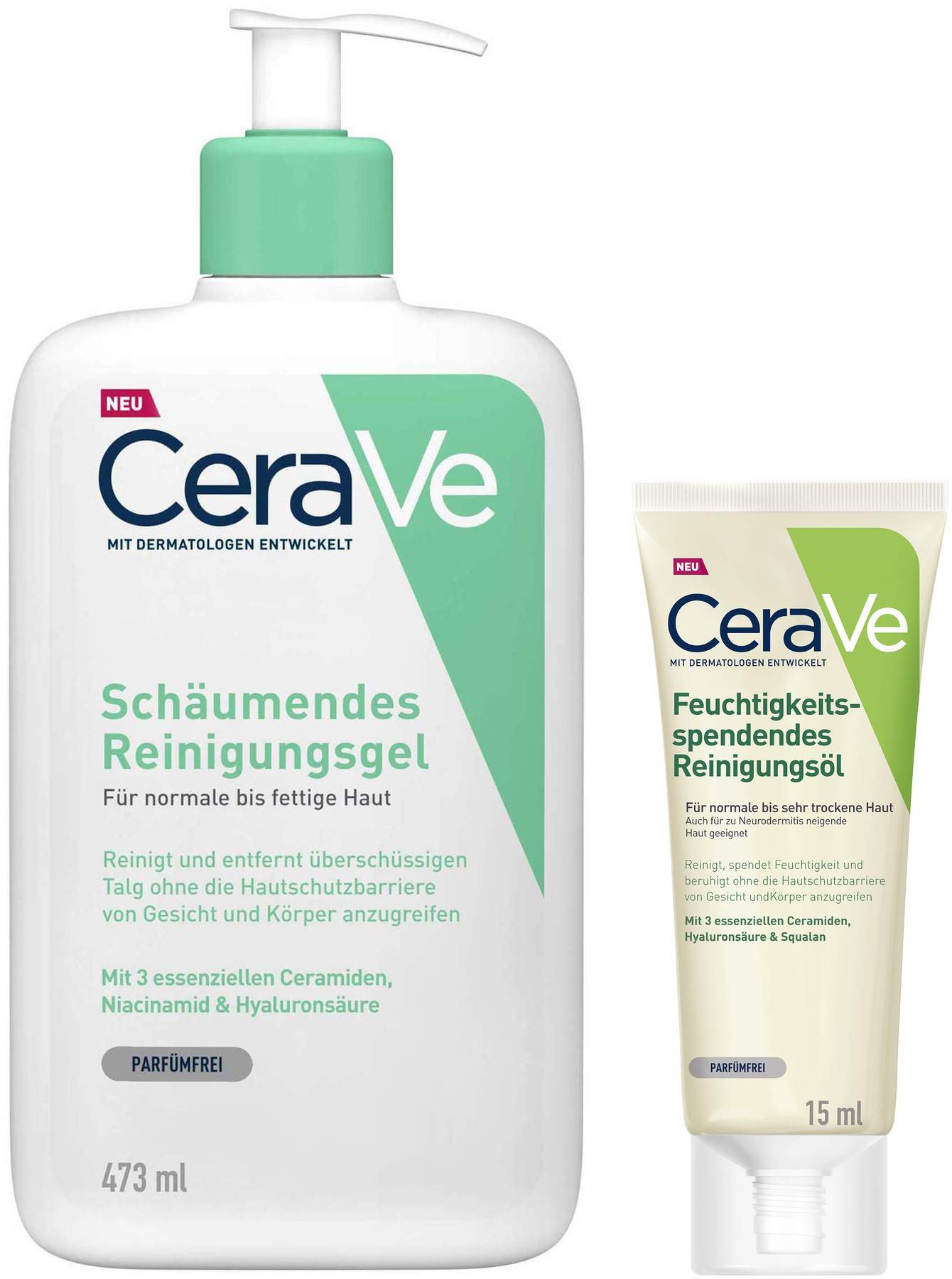 CeraVe Schäumendes Reinigungsgel 473 ml + gratis Feuchtigkeitsspendendes Reinigungsöl 15 ml