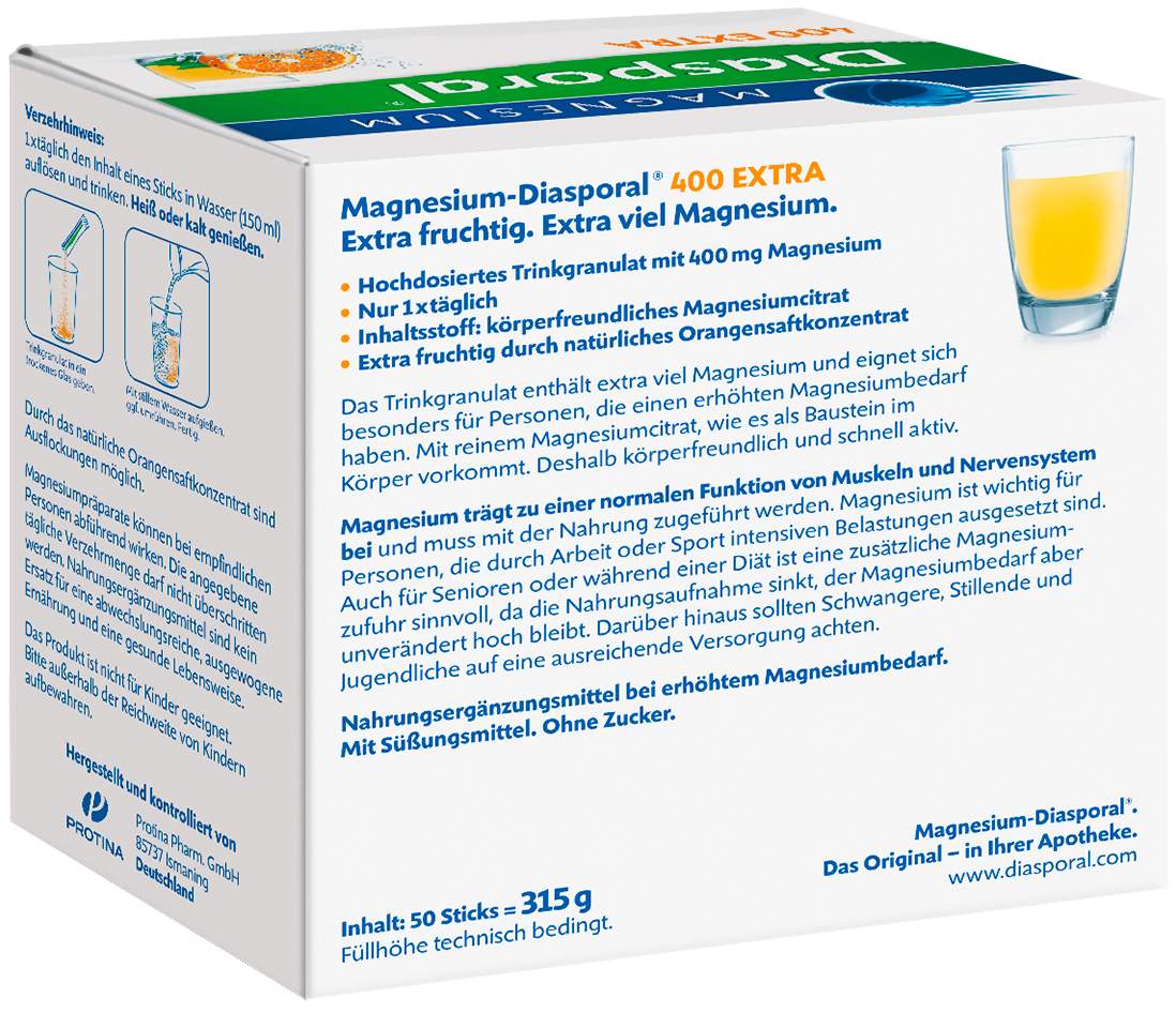 Magnesium Diasporal 400 extra Trinkgranulat 50 Stück