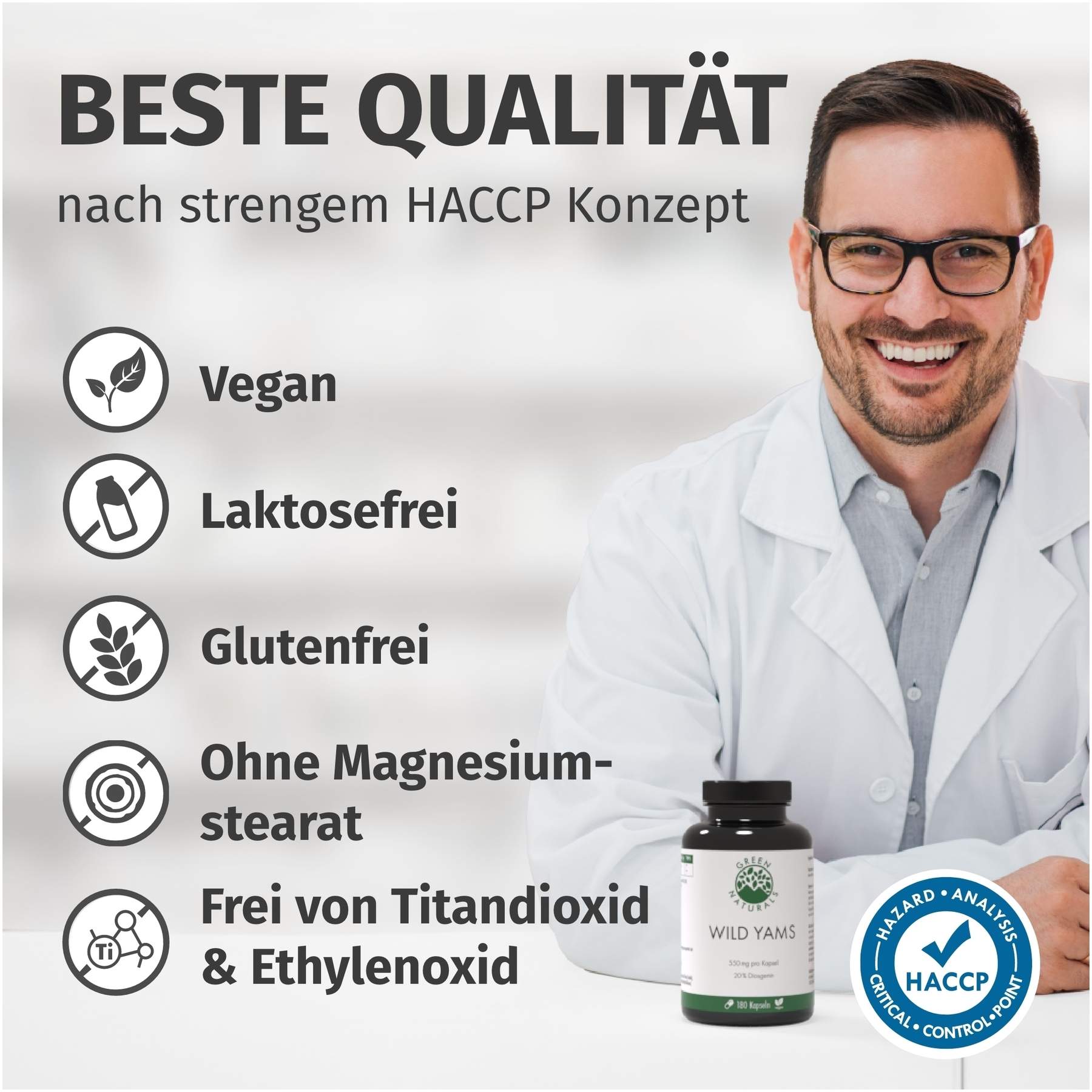 Green Naturals Wild Yams Hochdosiert 180 Kapseln