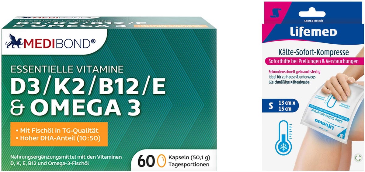MEDIBOND D3, K2, B12, E & Omega 3 + gratis Kälte Kompresse