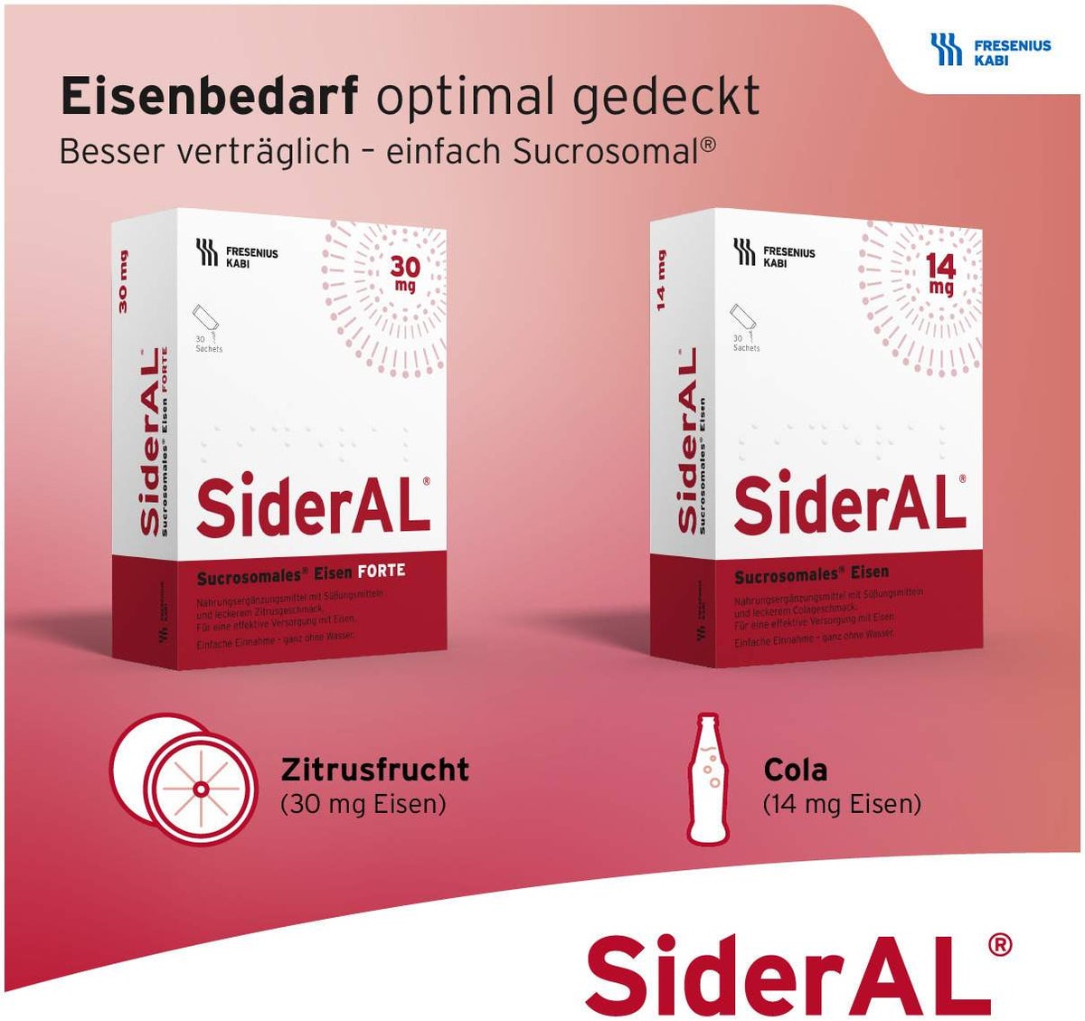 Sideral Eisen Forte 30 mg Zitrusfrucht Sach.Granulat 30 Stück