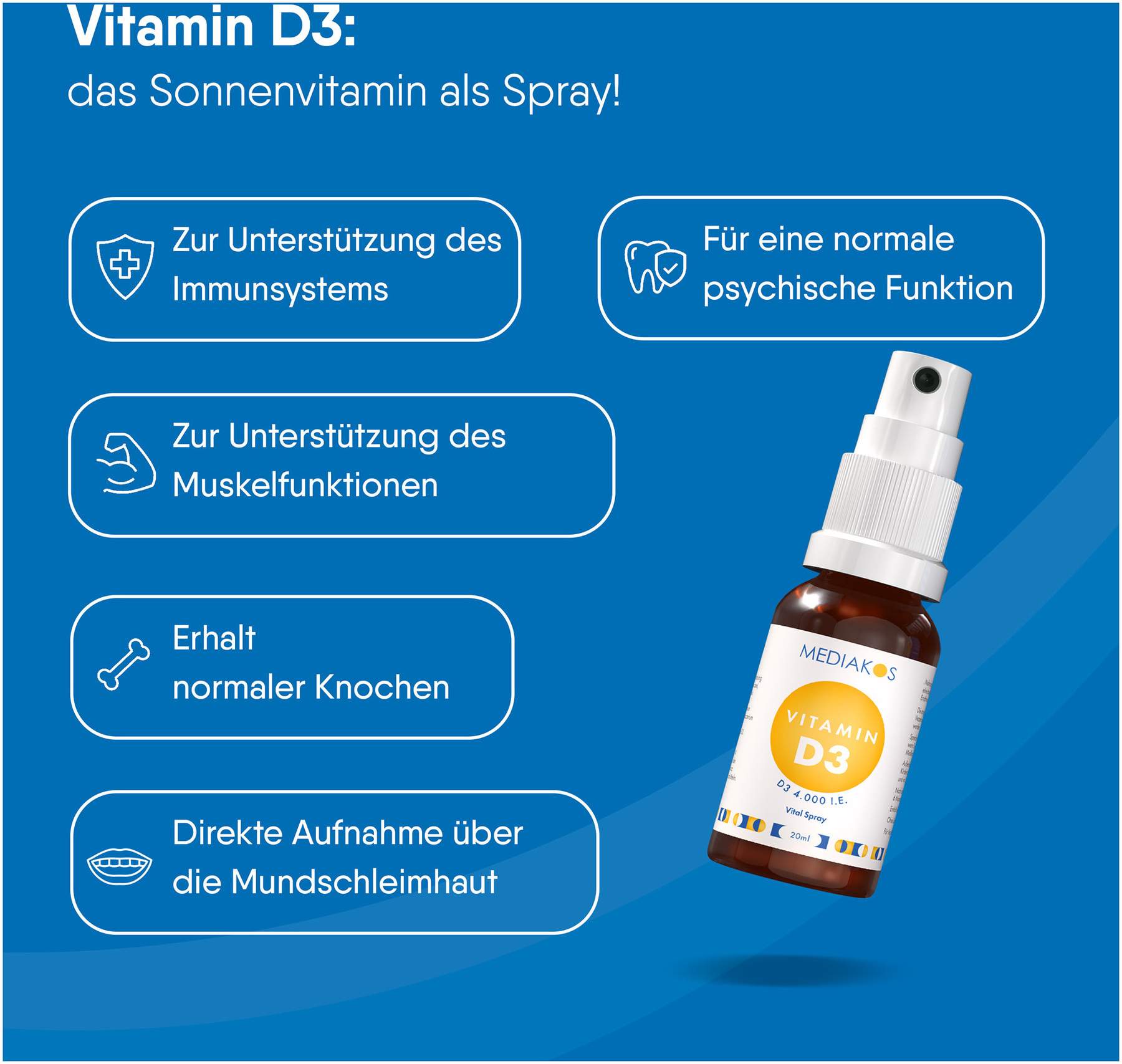 Vitamin D3 4000 I.E. Mediakos Vital Spray 20 ml