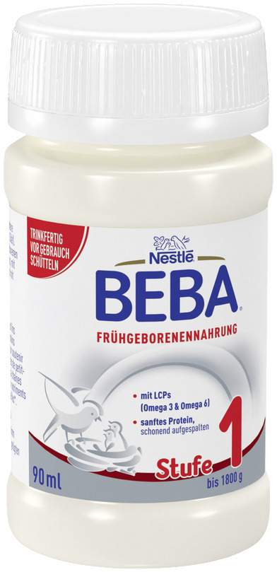 Nestle Beba Frühgeborenen Nahrung Stufe 1 Flüssig 32 X 90 ml
