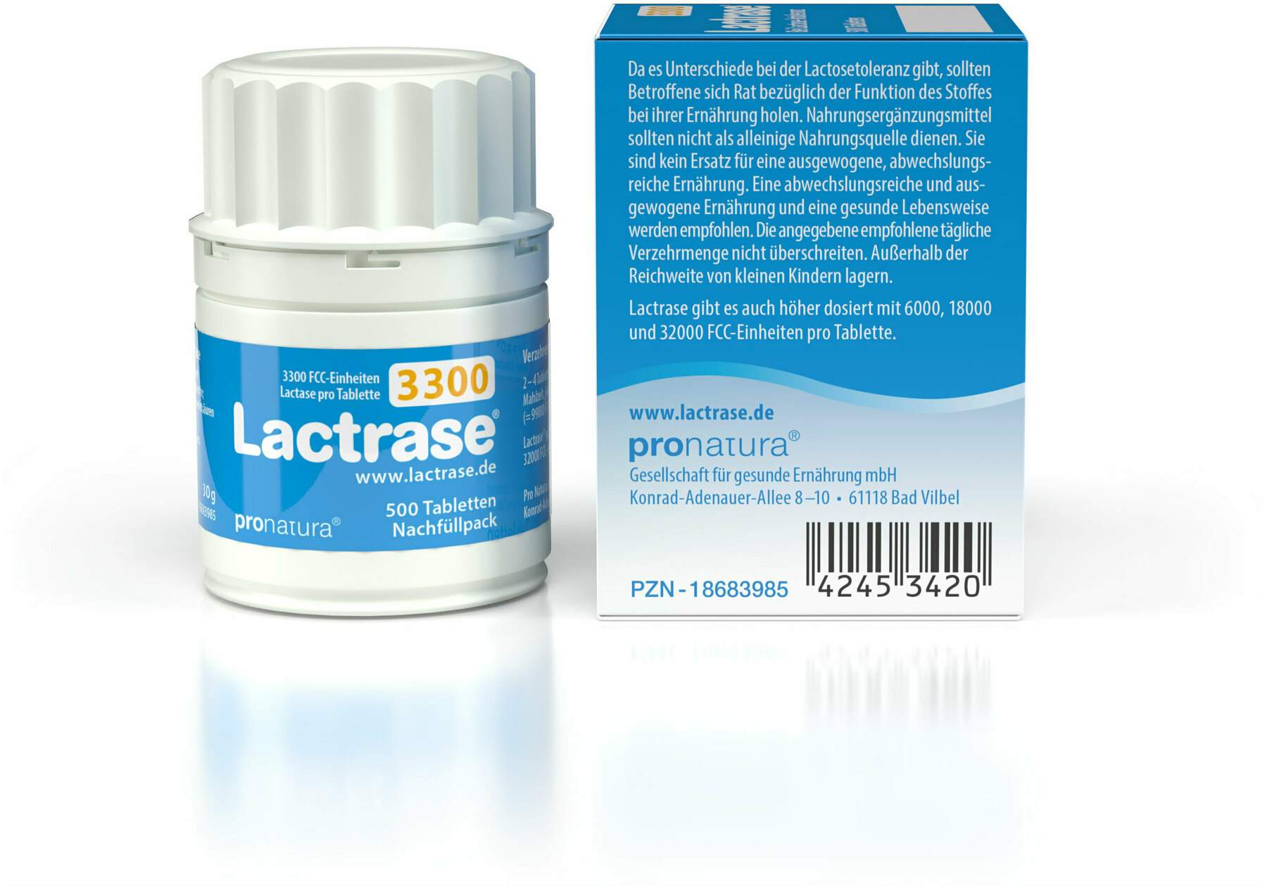 Lactrase 3.300 Fcc Nachfüllpackung 500 Tabletten