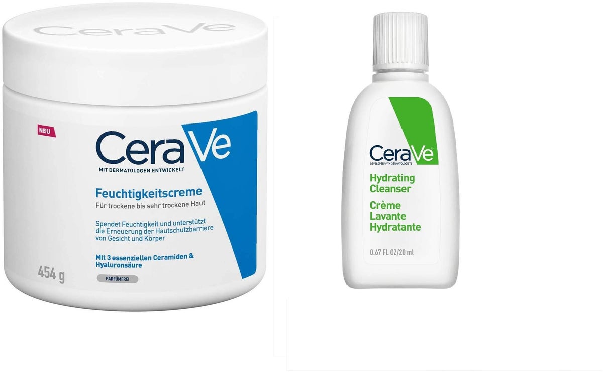 CeraVe Feuchtigkeitscreme 454 g + gratis Reinigungslotion 20 ml