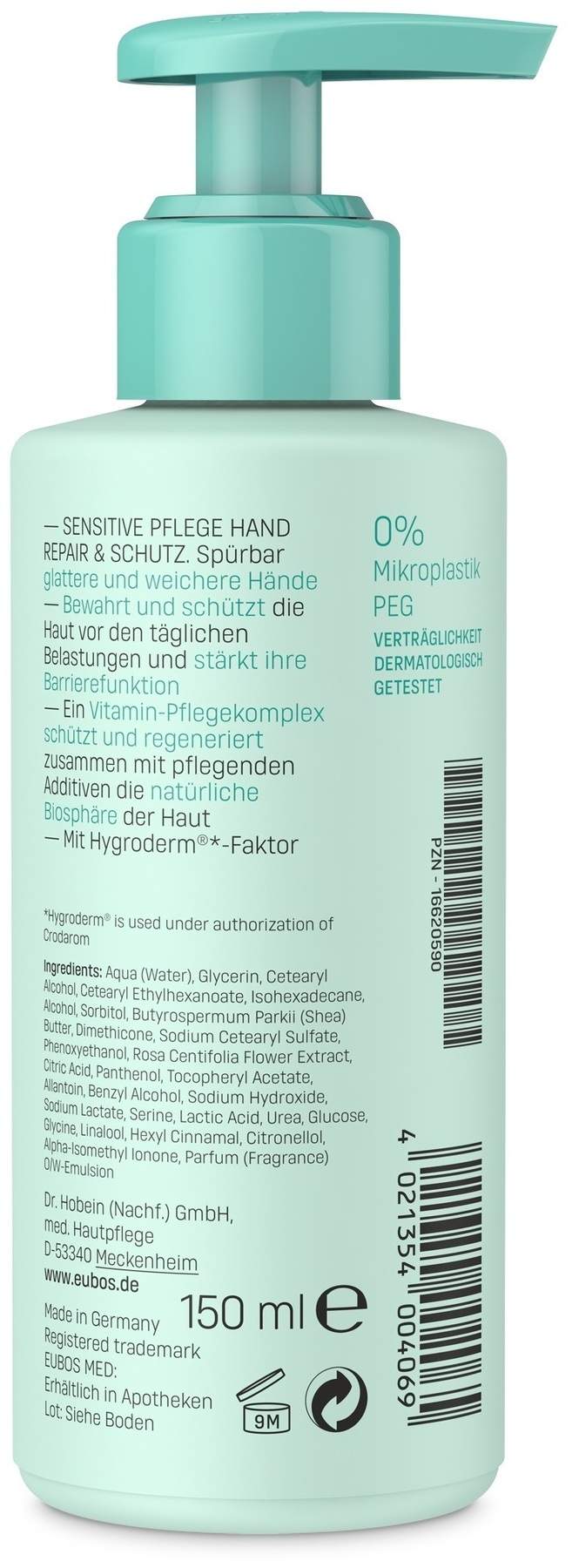 Eubos Sensitive Pflege Hand Repair & Schutz Spender 150 ml Creme