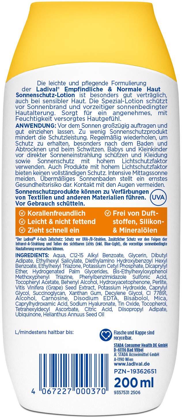 Ladival empfindliche + normale Haut Sonnenschutz LSF 30 200 ml