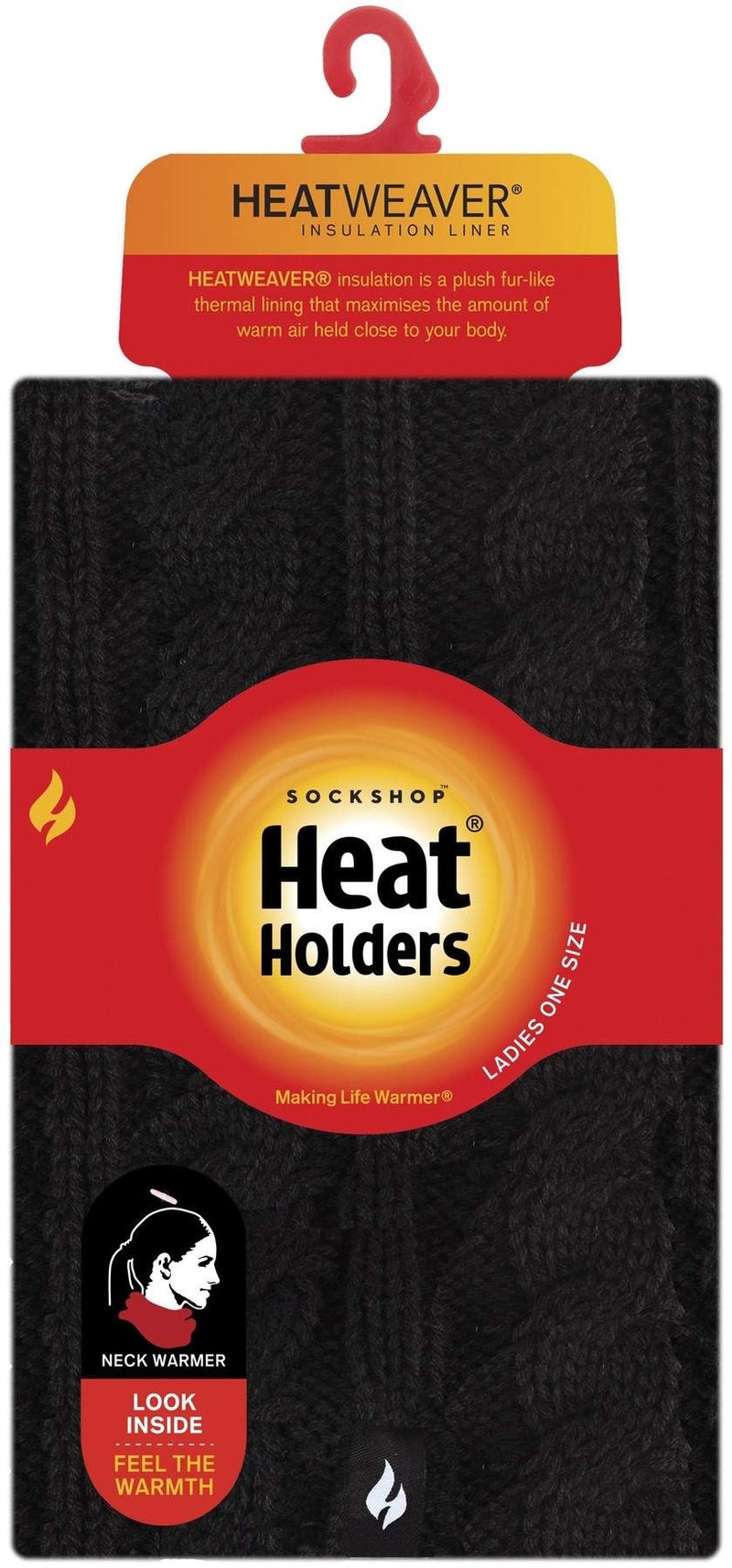 Heat Holders Thermo-Halswärmer mit Zopfmuster 1 Stück Schwarz