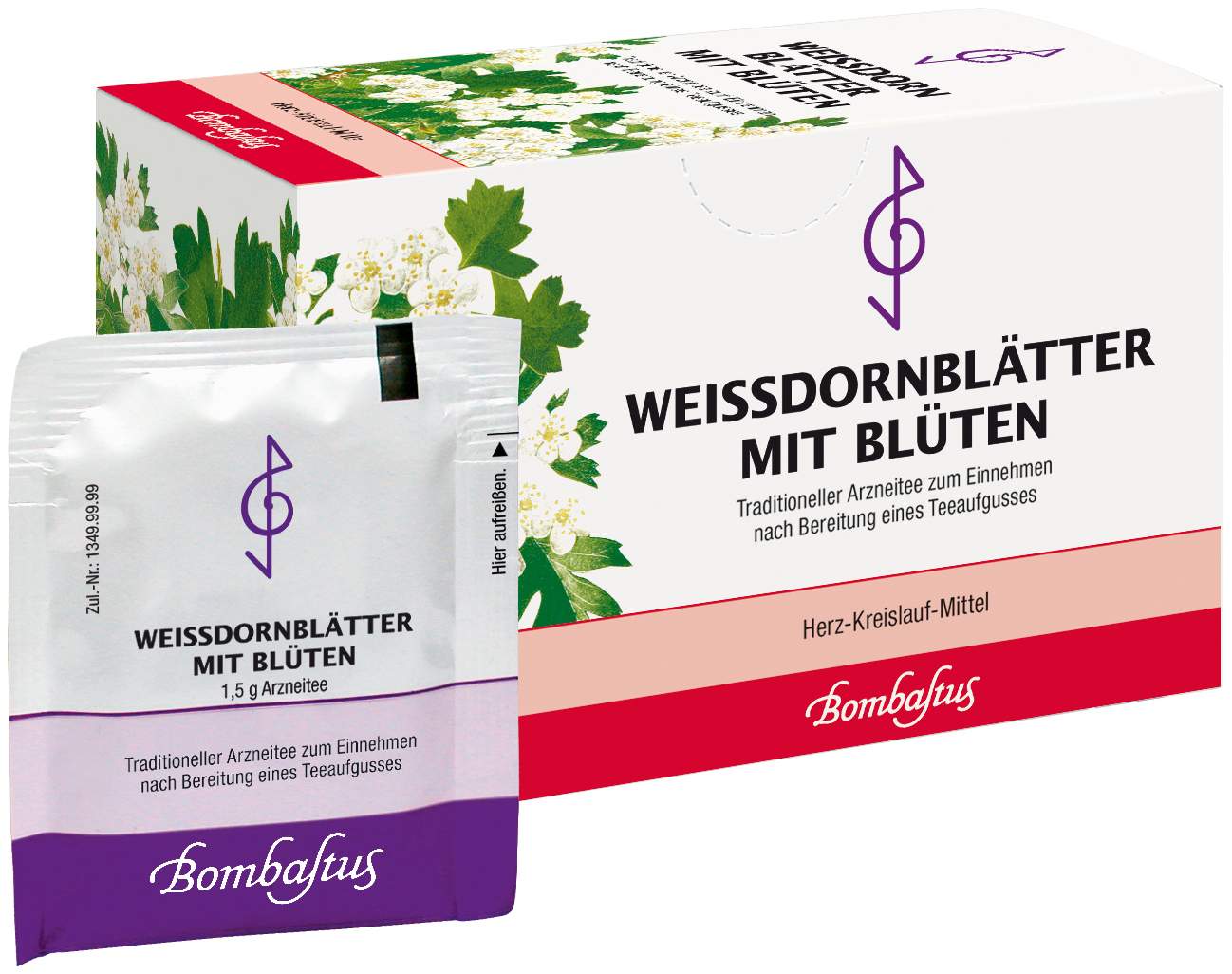Weißdornblätter mit Blüten Tee Filterbeutel 20 x 1.5 Filterbeutel